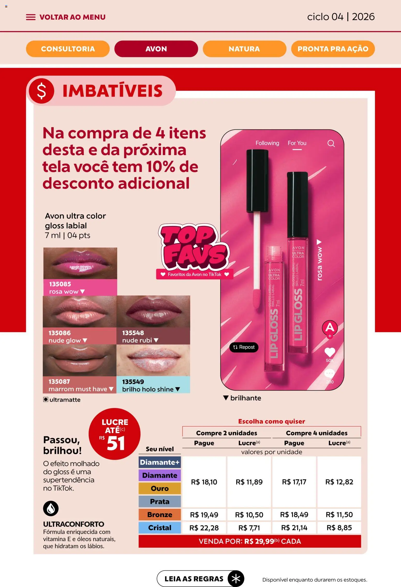 Avon Folheto - válido de 18.02.2026 | Página: 8 | Produtos: Gloss labial, Tela