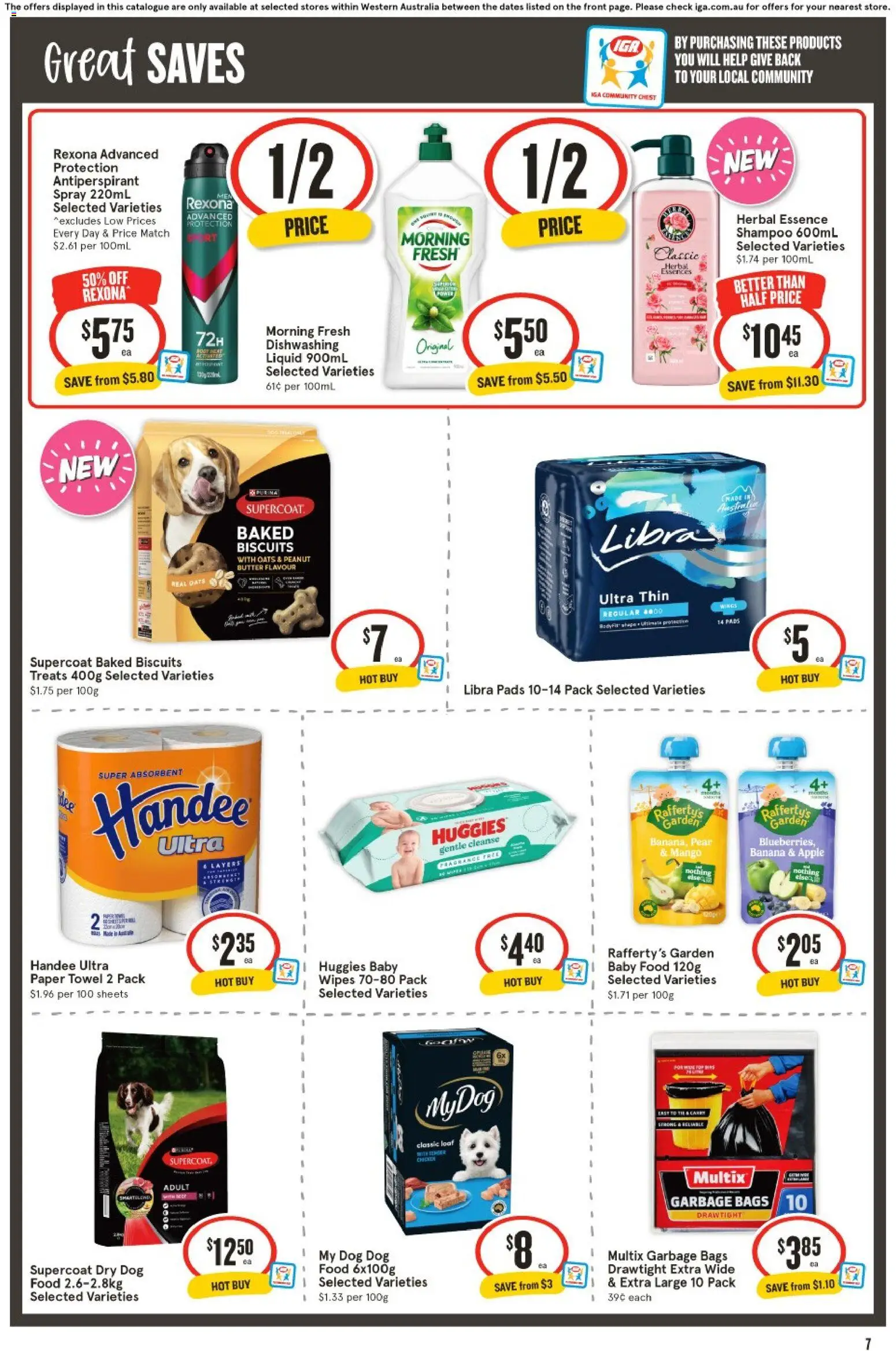 IGA catalogue - valid from 11.03.2026 | Page: 7 | Products: Shampoo, Garbage bags, Chicken, Baby food