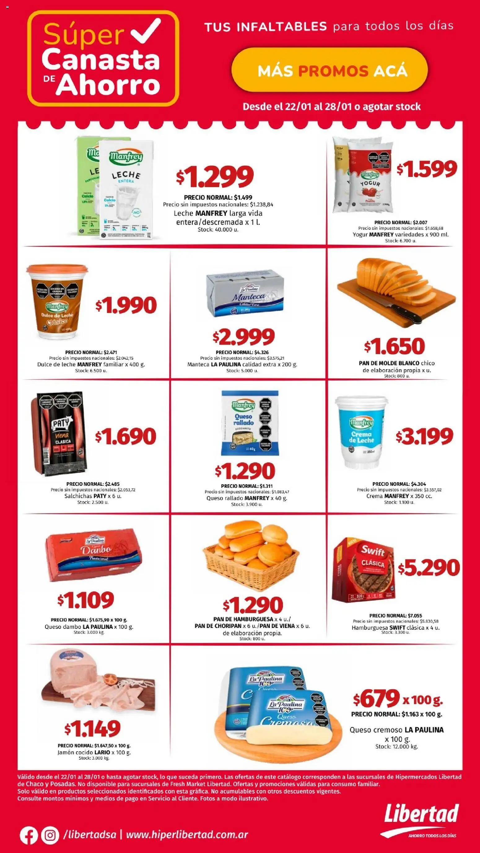 Hipermercado Libertad catálogo │ válido desde el 22.01.2026 | Página: 3 | Productos: Molde, Leche, Yogur, Jamón
