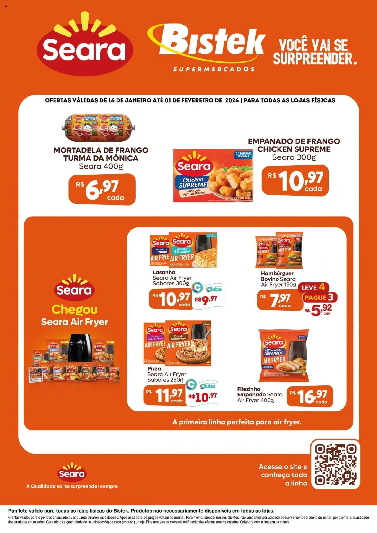 Bistek Supermercados Folheto - válido de 16.01.2026 | Página: 1 | Produtos: Carne de frango, Carne, Hambúrguer, Lasanha