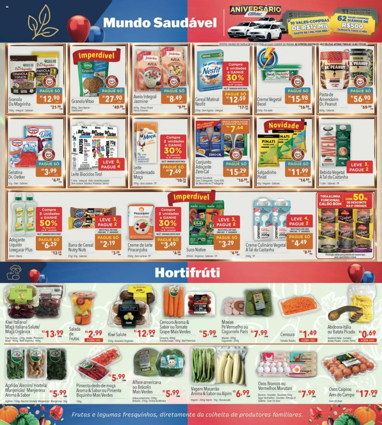 Supermercados Condor Folheto - válido de 25.09.2025 | Página: 12 | Produtos: Granola, Cenoura, Salada, Aveia