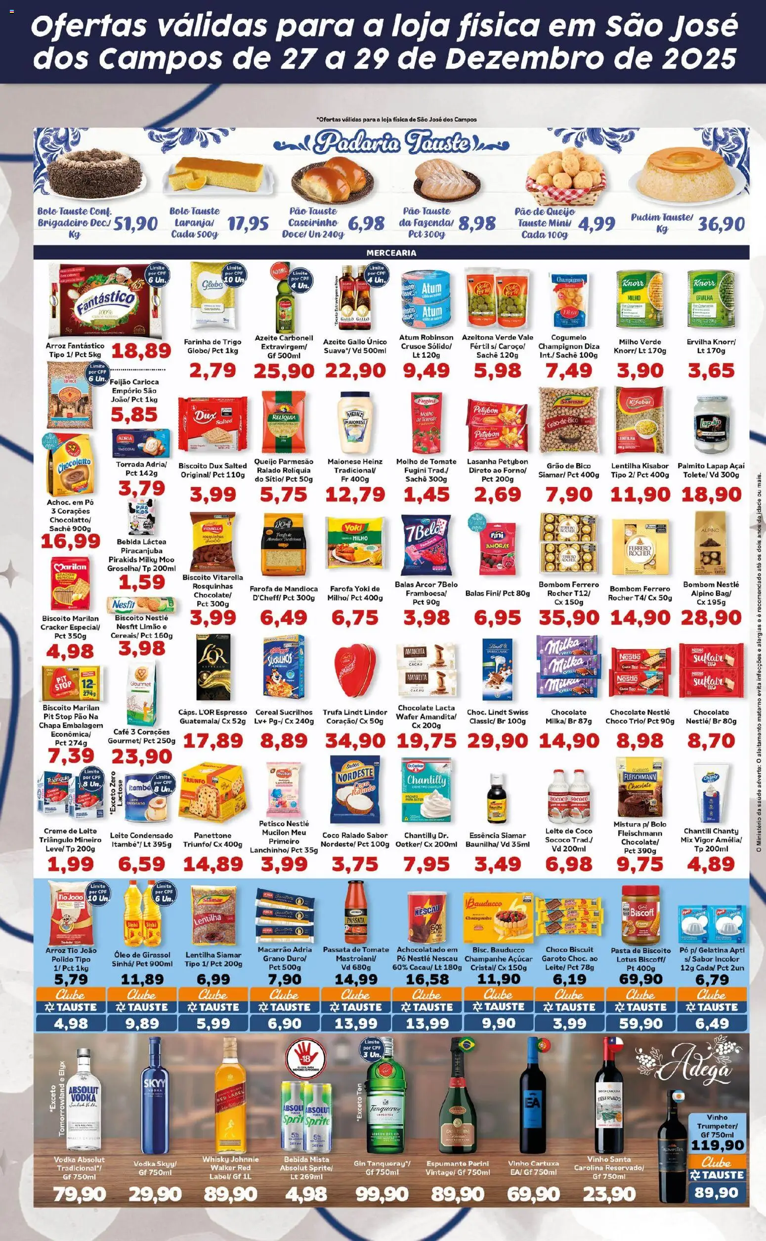 Tauste Folheto - válido de 27.12.2025 | Página: 3 | Produtos: Pão, Atum, Leite condensado, Pão de queijo