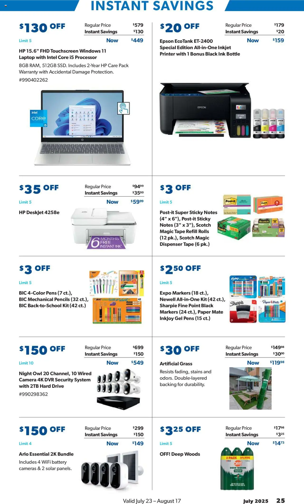 Sam's Club Instant Savings - valid from 23.07.2025 | Page: 25 | Products: Ink, Printer, Camera, Laptop