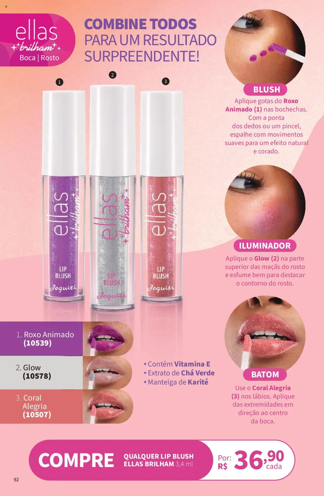 Jequiti Folheto - válido de 19.09.2025 | Página: 92 | Produtos: Blush, Chá, Iluminador, Chá verde