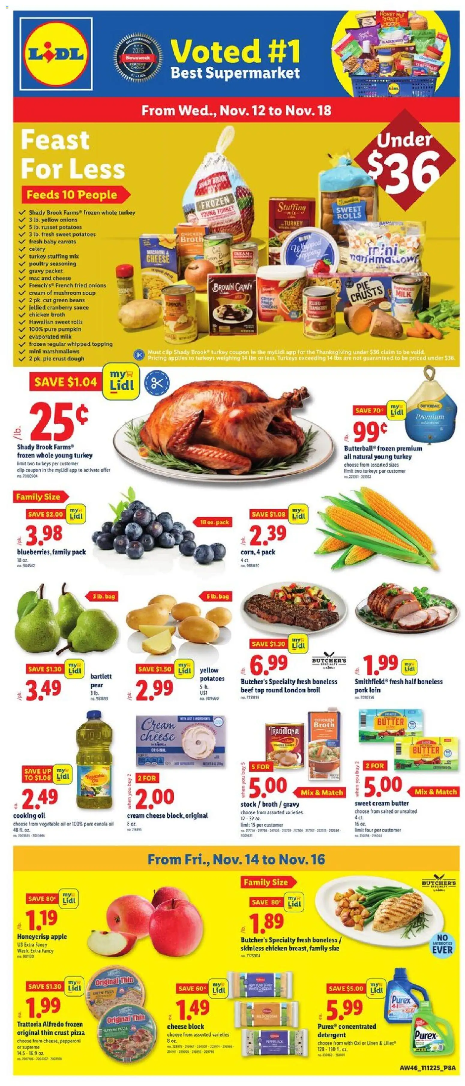 Lidl Weekly Ad - NY - valid from 12.11.2025 | Page: 1 | Products: Milk, Pizza, Beef, Detergent