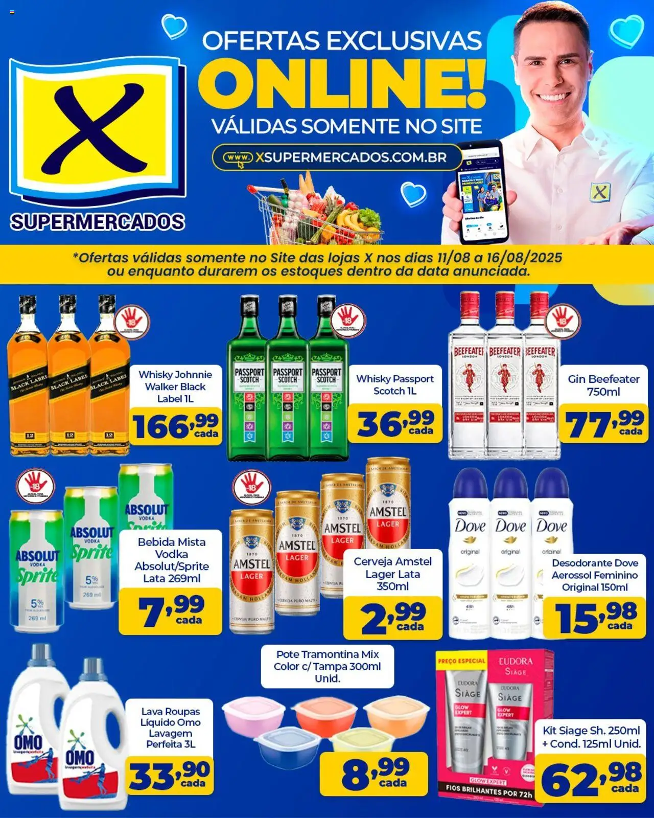 X Supermercados Folheto - válido de 11.08.2025 | Página: 2 | Produtos: Whisky, Desodorante, Vodka, Bebida