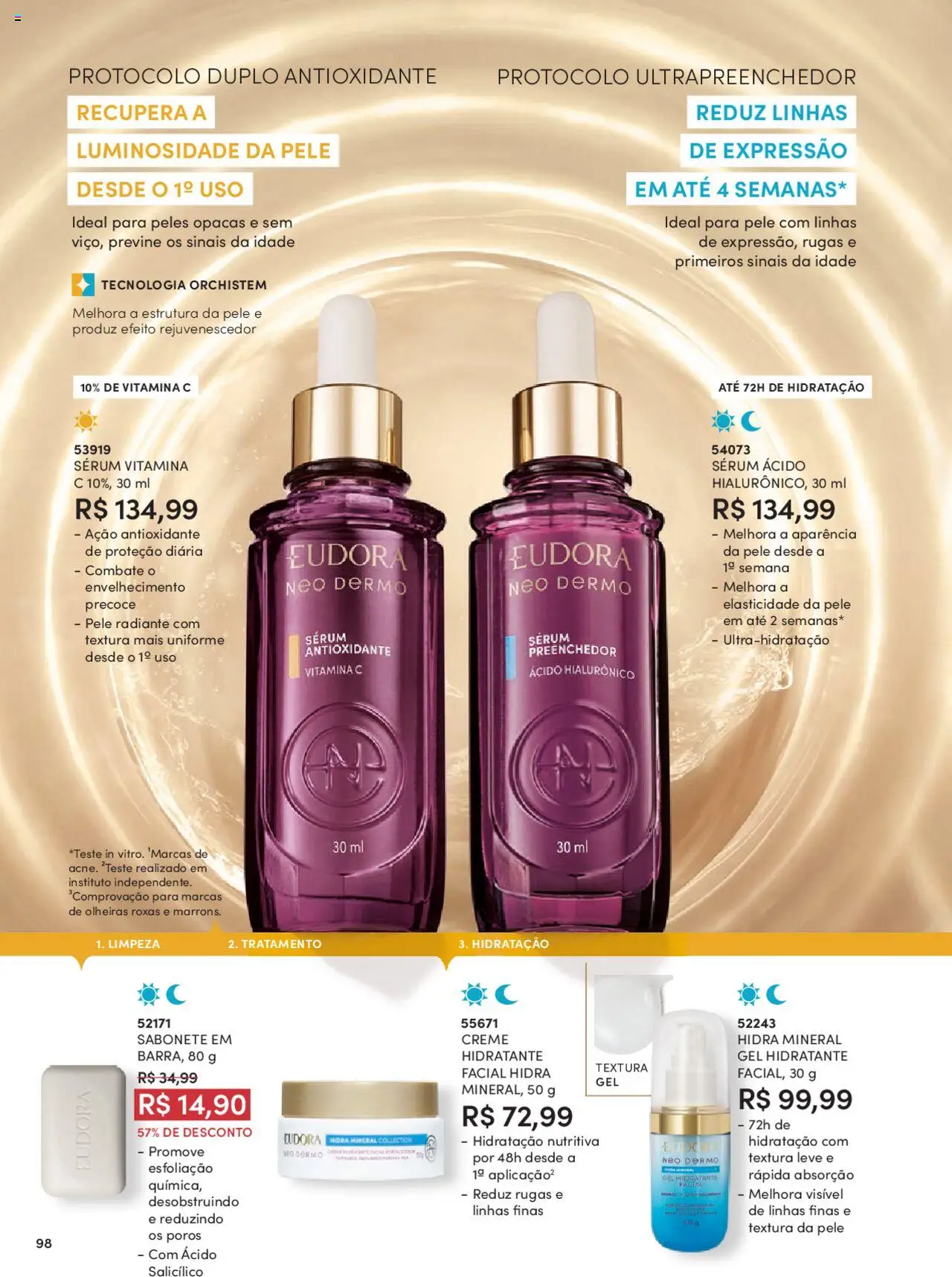Eudora Folheto - válido de 07.10.2025 | Página: 98 | Produtos: Sérum, Creme, Sabonete, Vitamina c