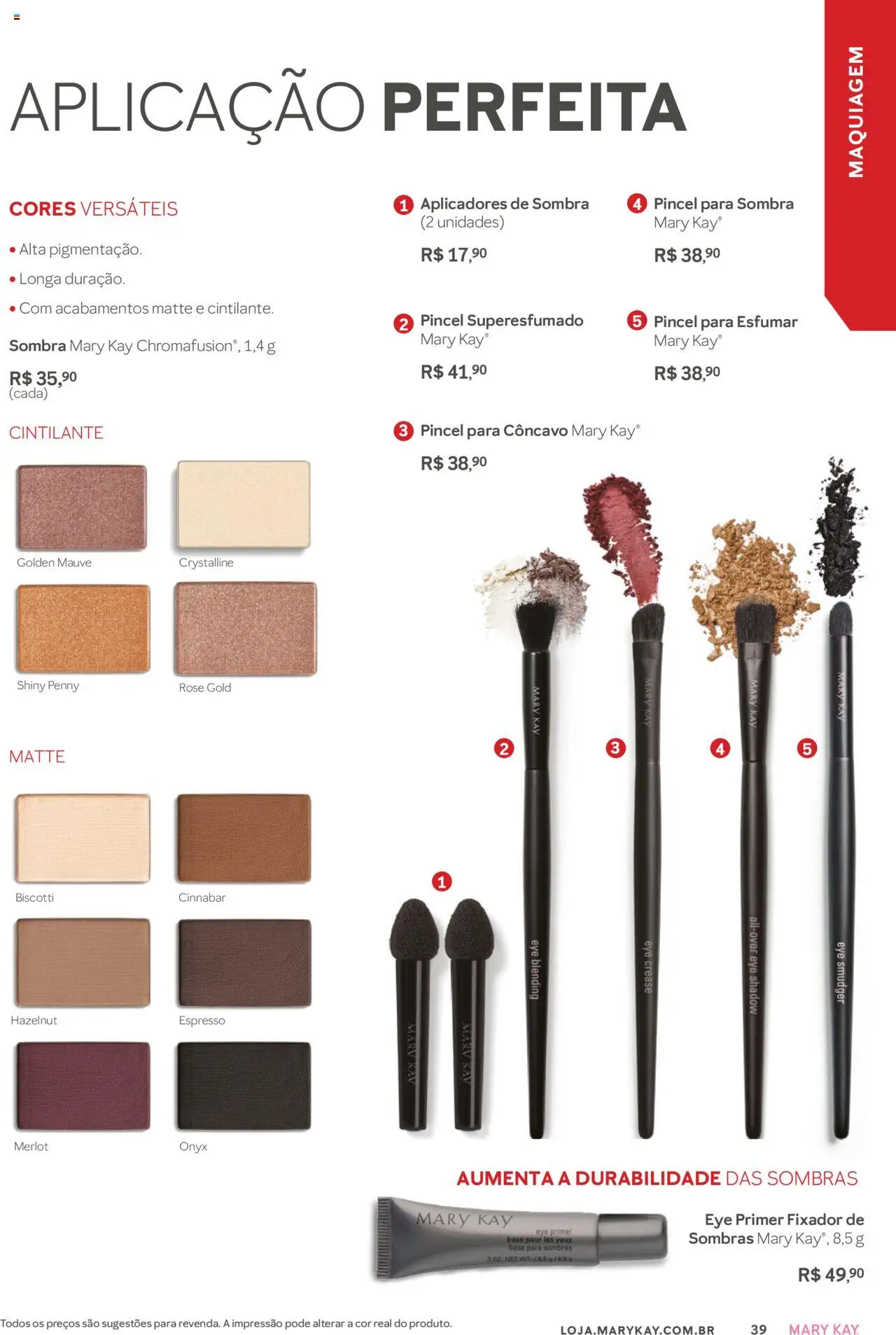 Mary Kay Folheto - válido de 01.07.2025 | Página: 39 | Produtos: Maquiagem, Pincel, Base, Fixador