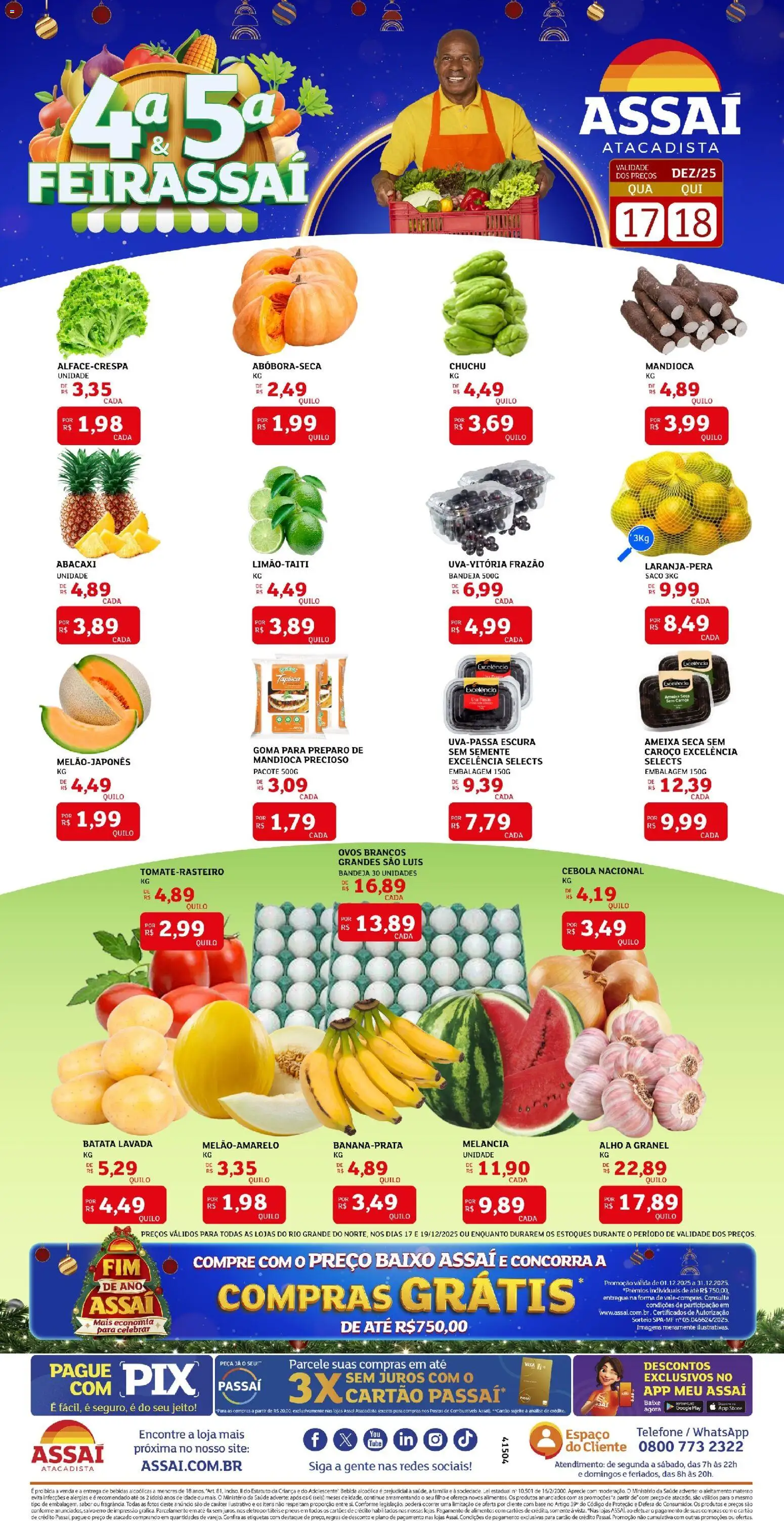 Assaí Atacadista Folheto - válido de 17.12.2025 | Página: 1 | Produtos: Chuchu, Base, Abacaxi, Batata