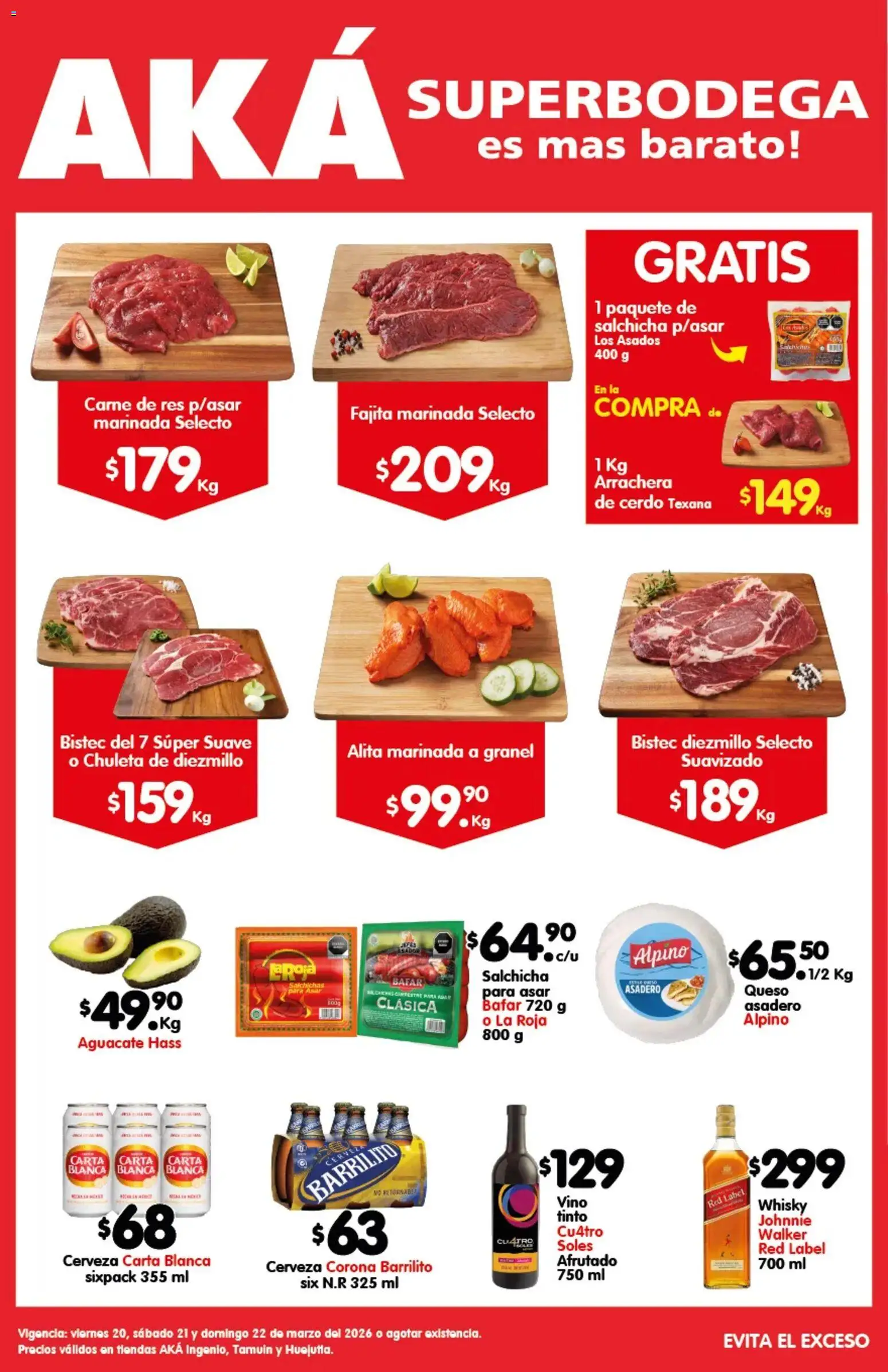 Nuevas ofertas de Arteli válidas en toda la República Mexicana desde el 20.03.2026. ¡Encuentra las mejores ofertas en  Arteli folleto Carnita Asada Aká Superbodegas Foraneas! | Página: 1 | Productos: Salchicha, Aguacate, Cerveza, Cerdo
