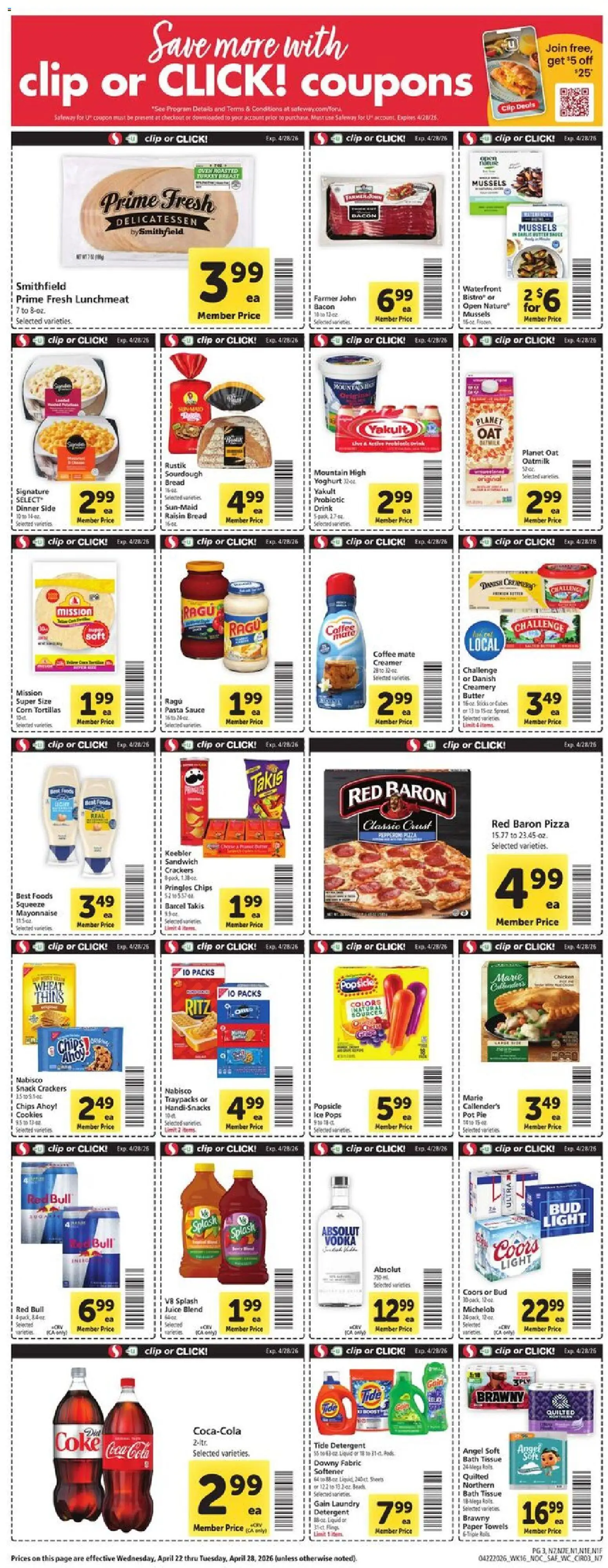 Safeway Weekly Ad - valid from 22.04.2026 | Page: 3 | Products: Corn, Clip, Butter, Detergent