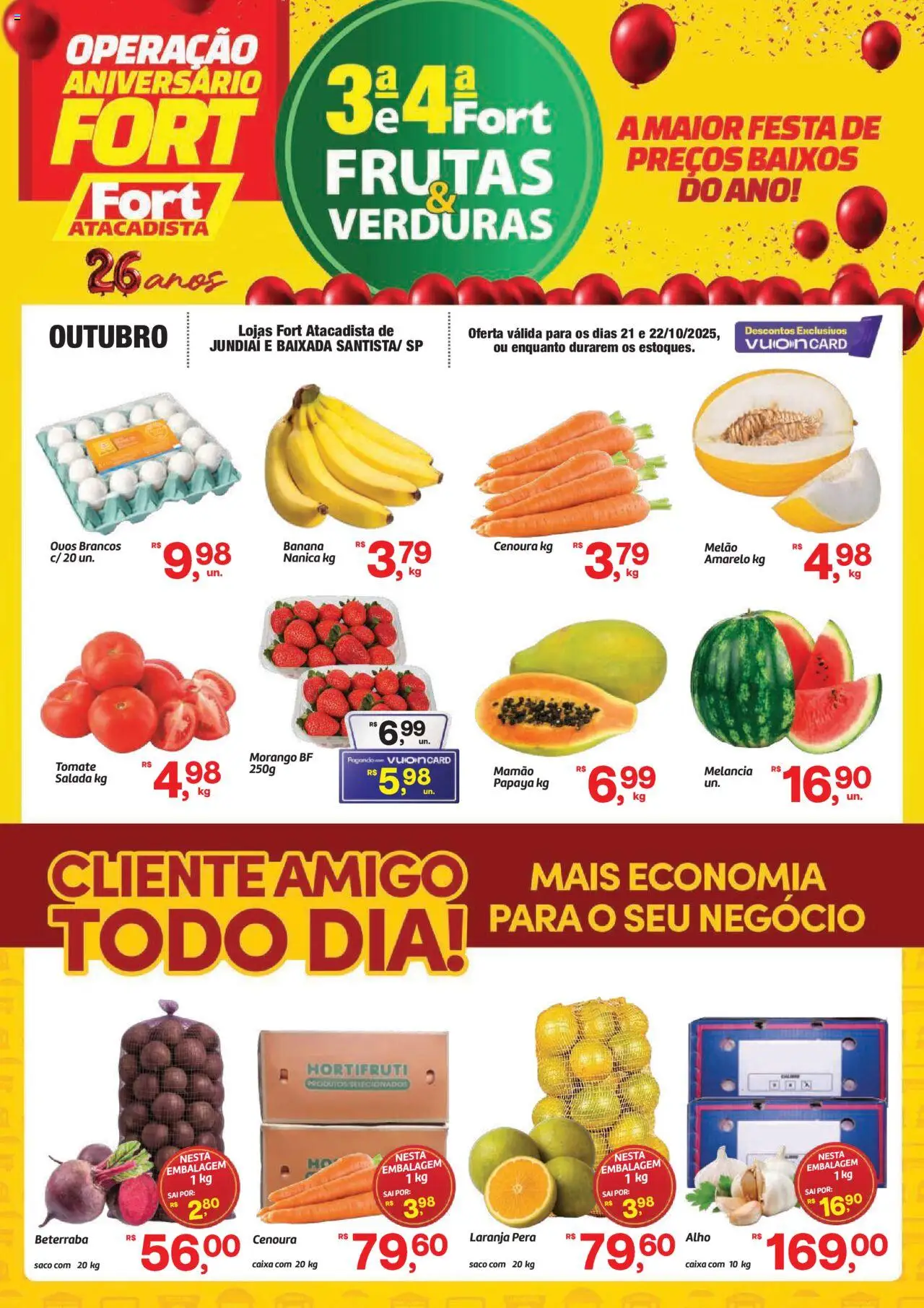 Fort Atacadista Folheto - válido de 21.10.2025 | Página: 1 | Produtos: Melão, Pera, Alho, Salada