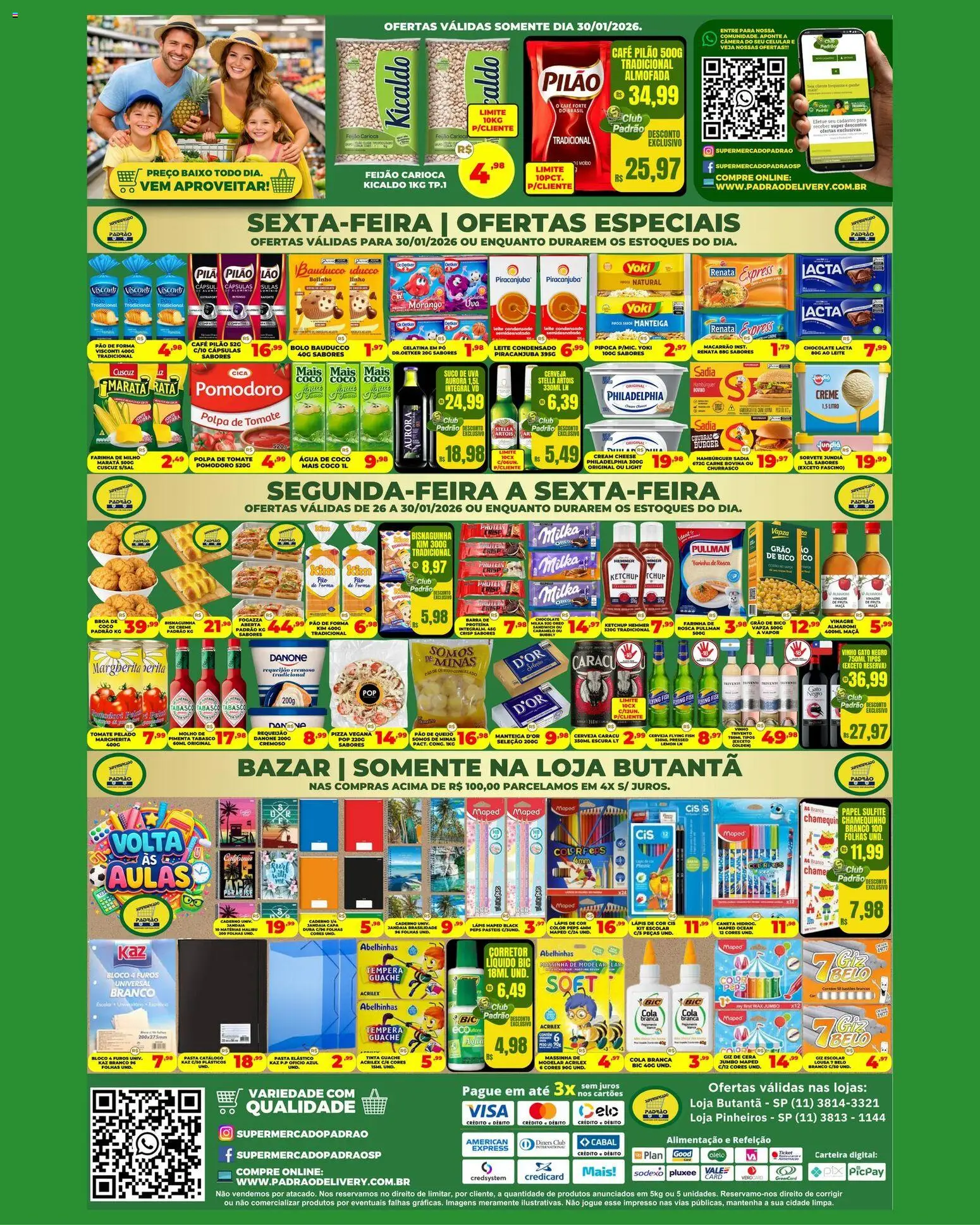 Supermercado Padrão Folheto - válido de 26.01.2026 | Página: 2 | Produtos: Lápis de cor, Papel sulfite, Vinho, Creme