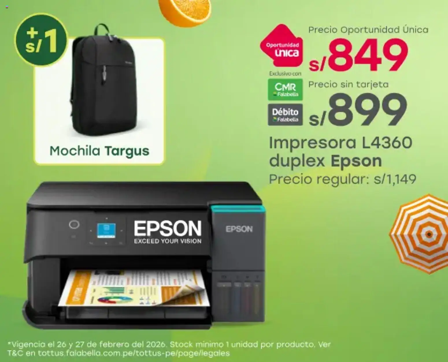 Catálogo Tottus válido desde 26.02.2026 | Página: 2 | Productos: Mochila, Impresora