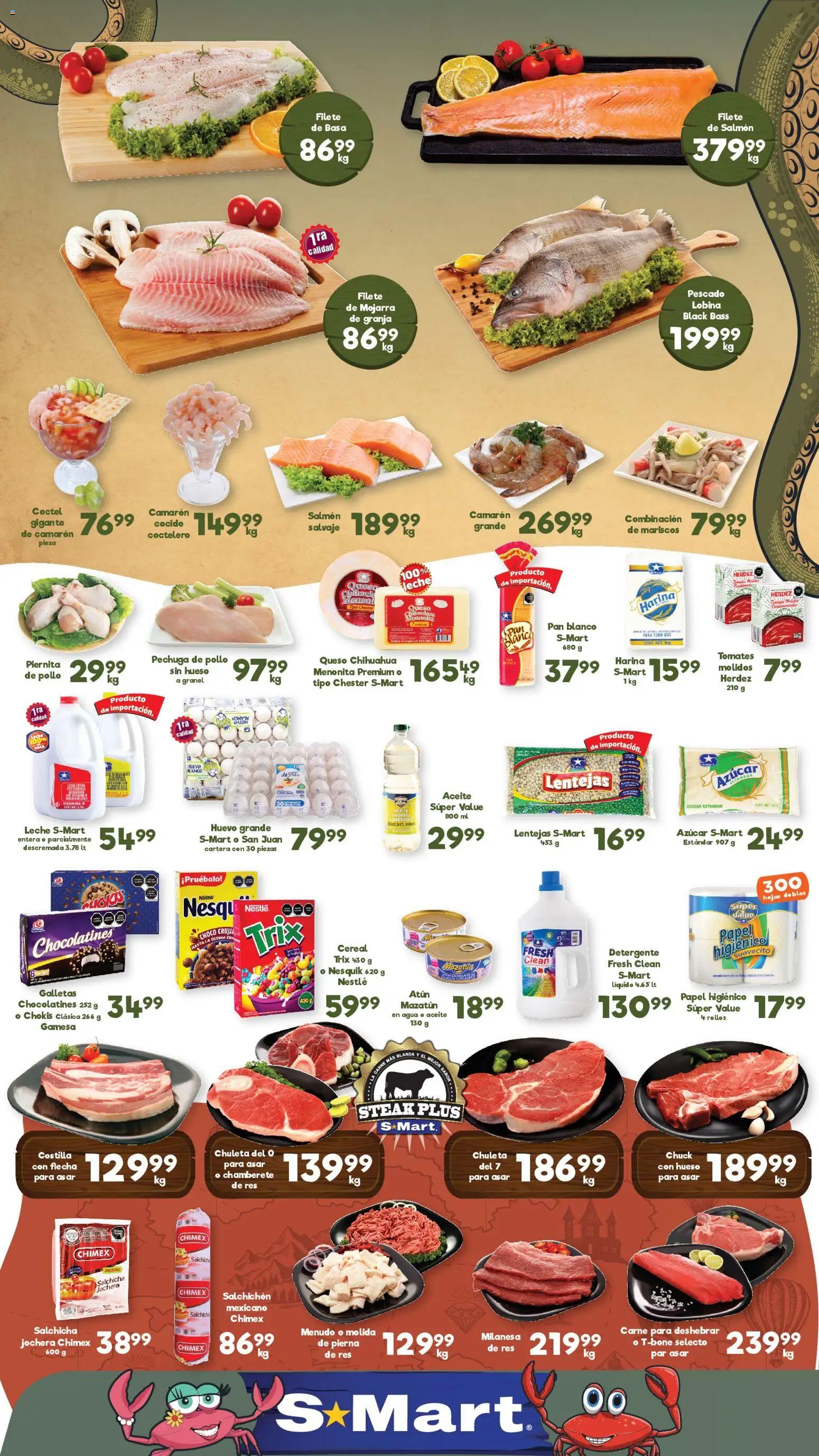 Nuevas ofertas de S-Mart válidas en toda la República Mexicana desde el 06.03.2026. ¡Encuentra las mejores ofertas en S-Mart folleto Chihuahua! | Página: 1 | Productos: Milanesa, Azúcar, Leche, Pan