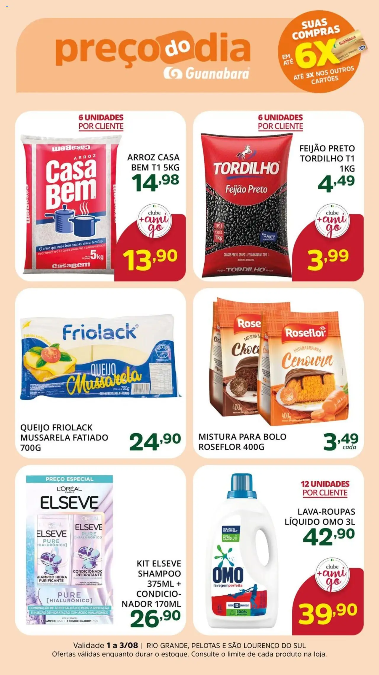 Supermercado Guanabara Folheto - válido de 01.08.2025 | Página: 2 | Produtos: Shampoo, Ferro, Queijo, Mistura para bolo