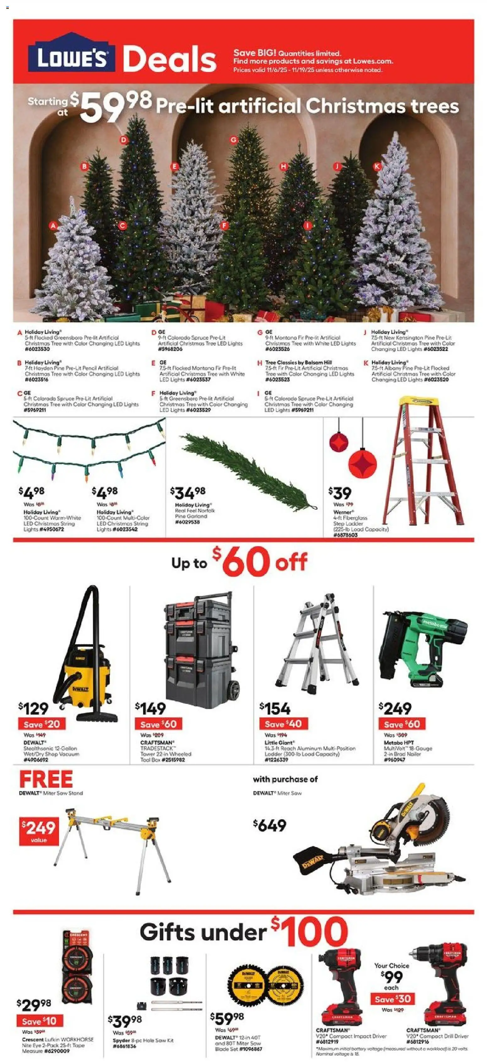 Lowe's Weekly Ad - valid from 06.11.2025 | Page: 1 | Products: Ladder, Saw, Vacuum, Pencil