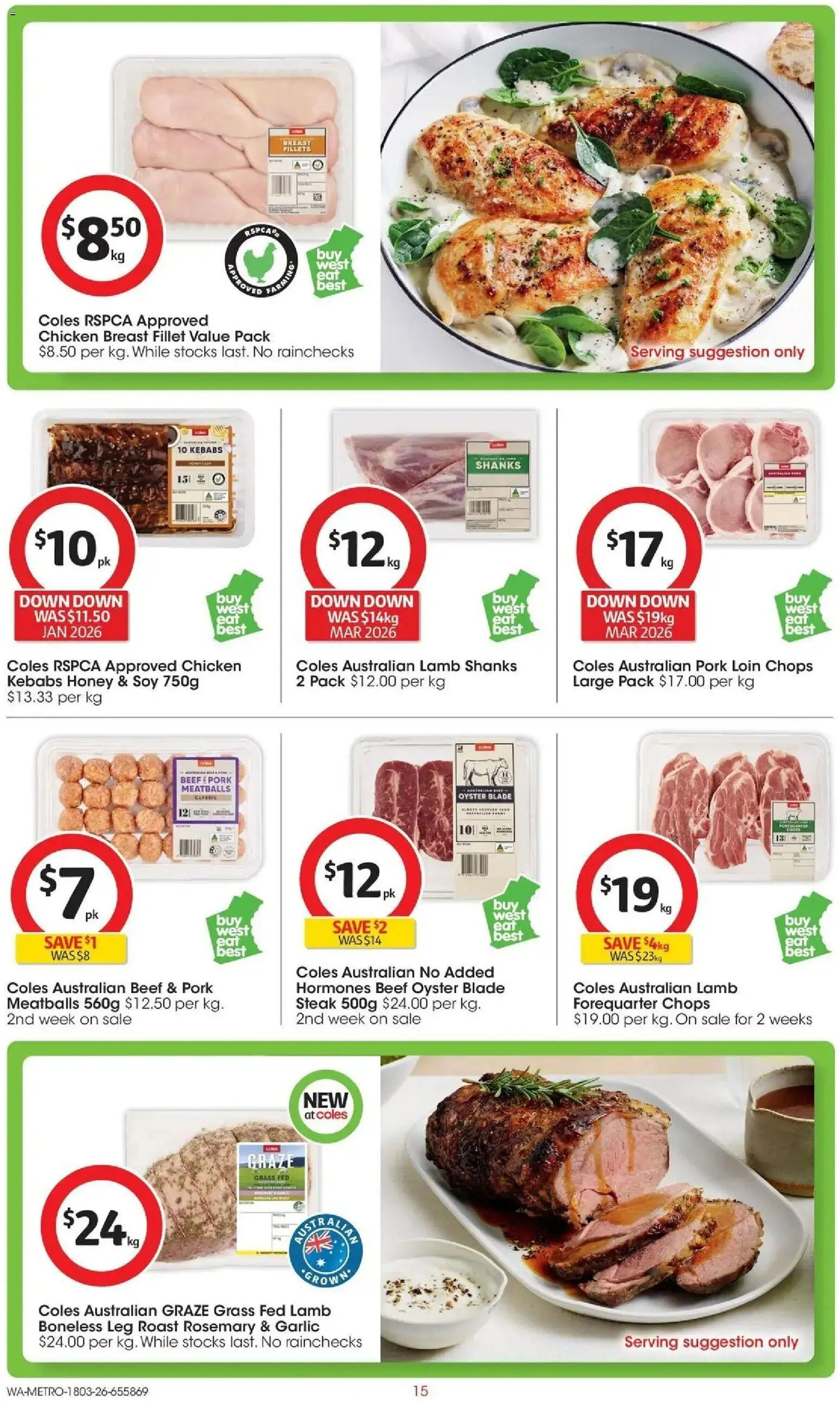Coles catalogue - valid from 17.03.2026 | Page: 15 | Products: Grass, Chicken, Pork, Garlic