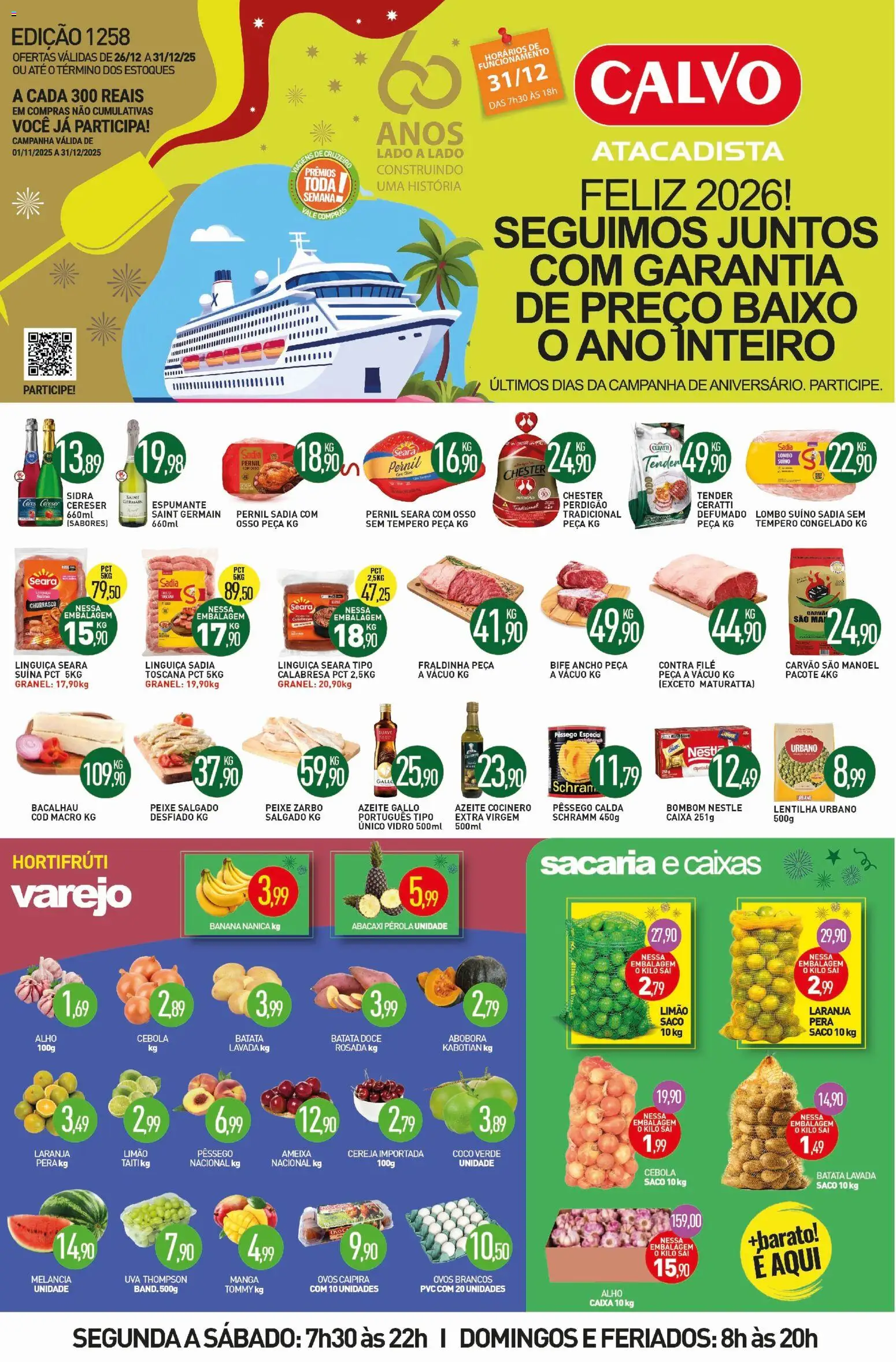 Calvo Atacadista Folheto - válido de 26.12.2025 | Página: 1 | Produtos: Pera, Fraldinha, Peixe, Batata