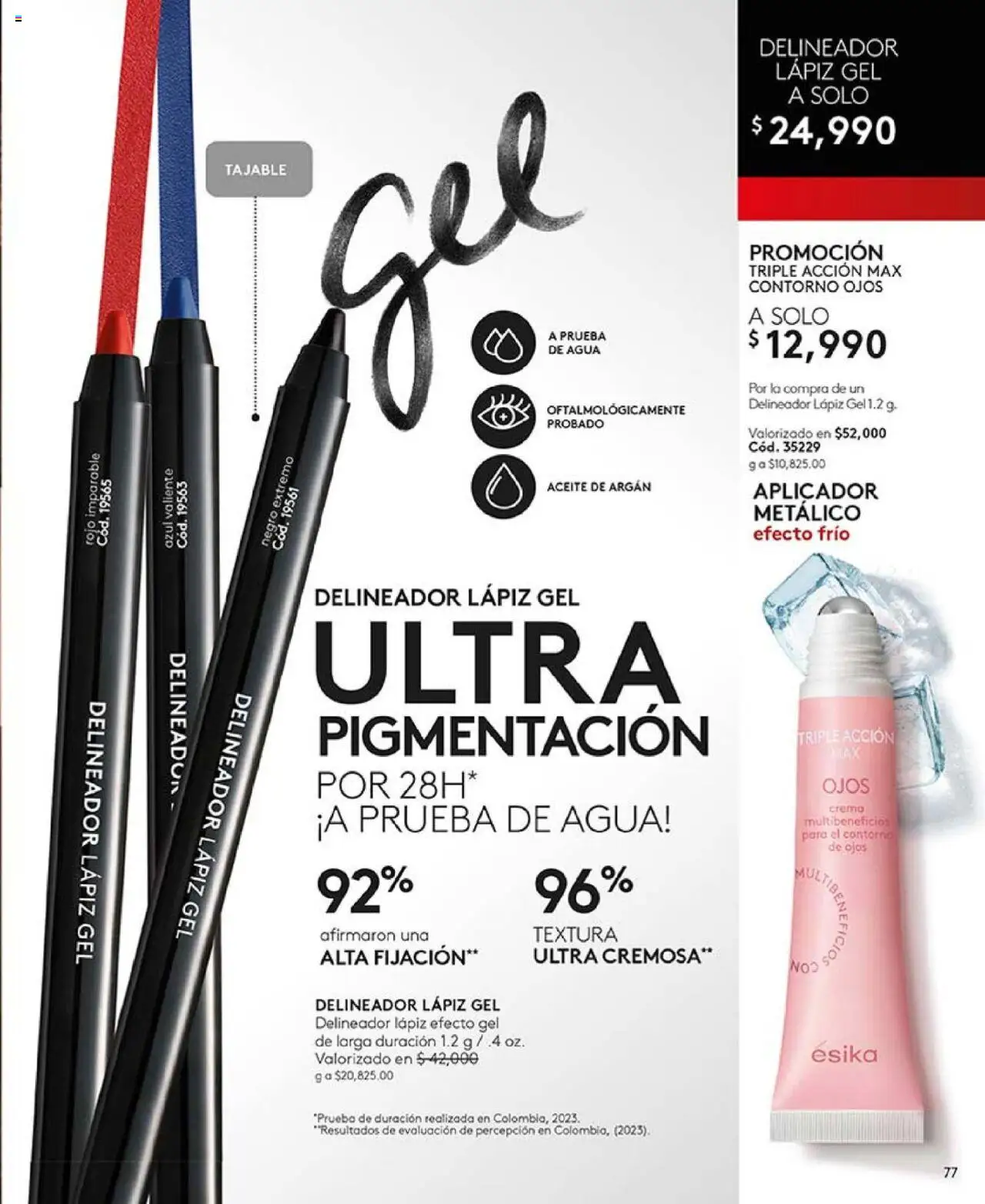 Ésika revista - valida desde el 14.10.2025 | Página: 77 | Productos: Agua, Contorno, Contorno de ojos, Aceite