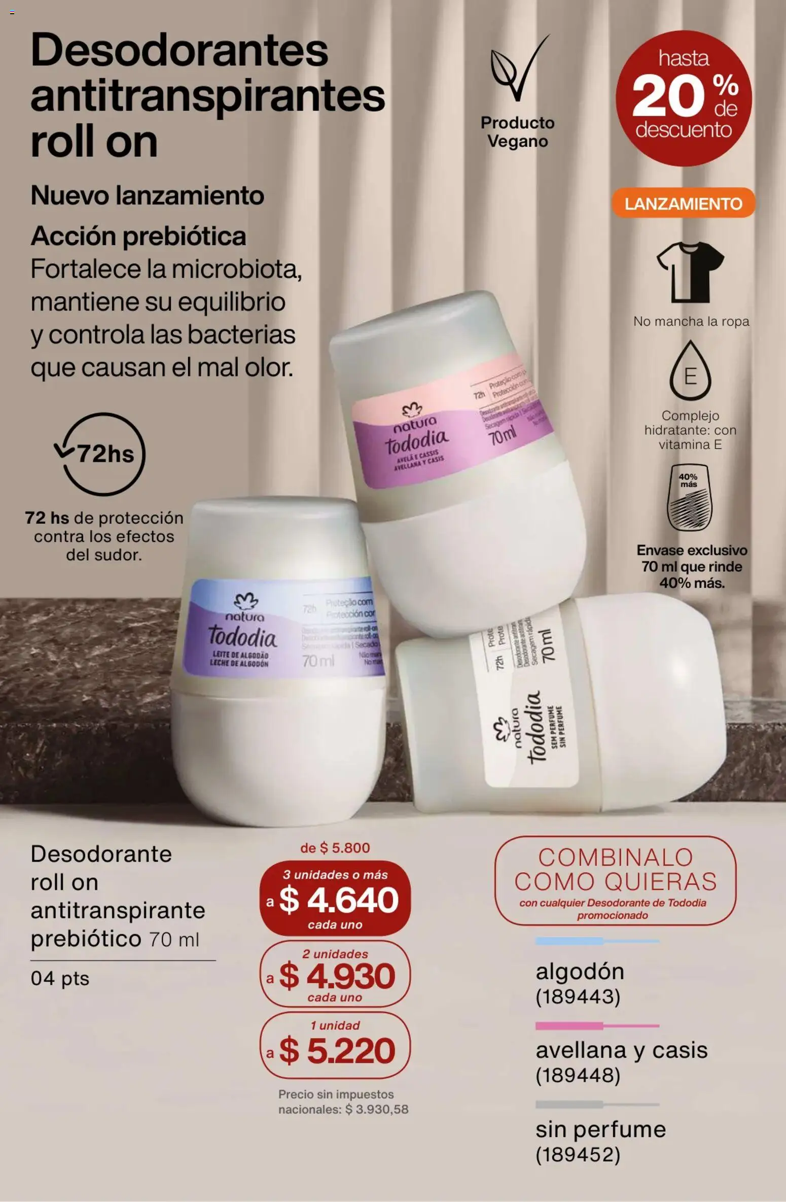 Catálogo Natura Ciclo 1/2026 │ válido desde el 06.01.2026 | Página: 210 | Productos: Algodón, Perfume, Antitranspirante, Leche