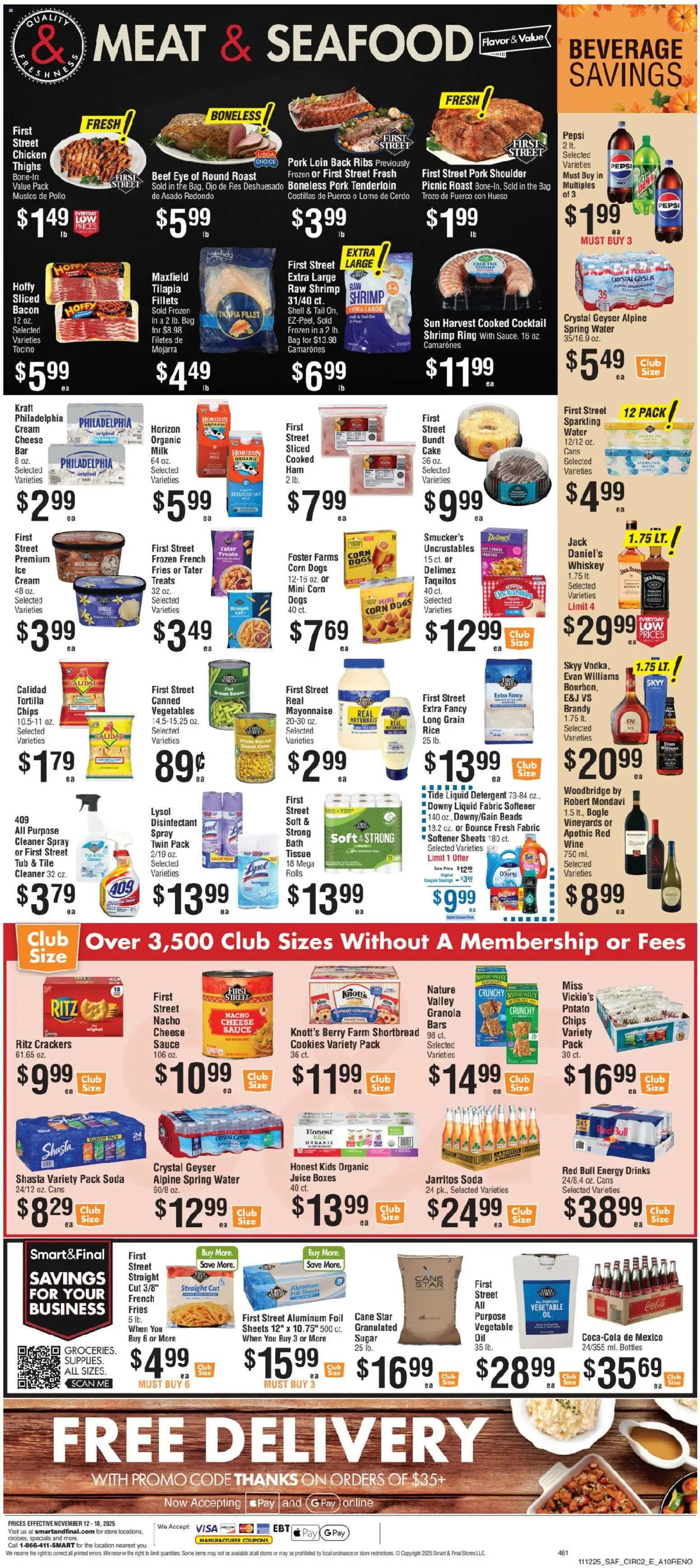 Smart & Final Weekly Ad - valid from 12.11.2025 | Page: 3 | Products: Fabric softener, Detergent, Cream, Cookies