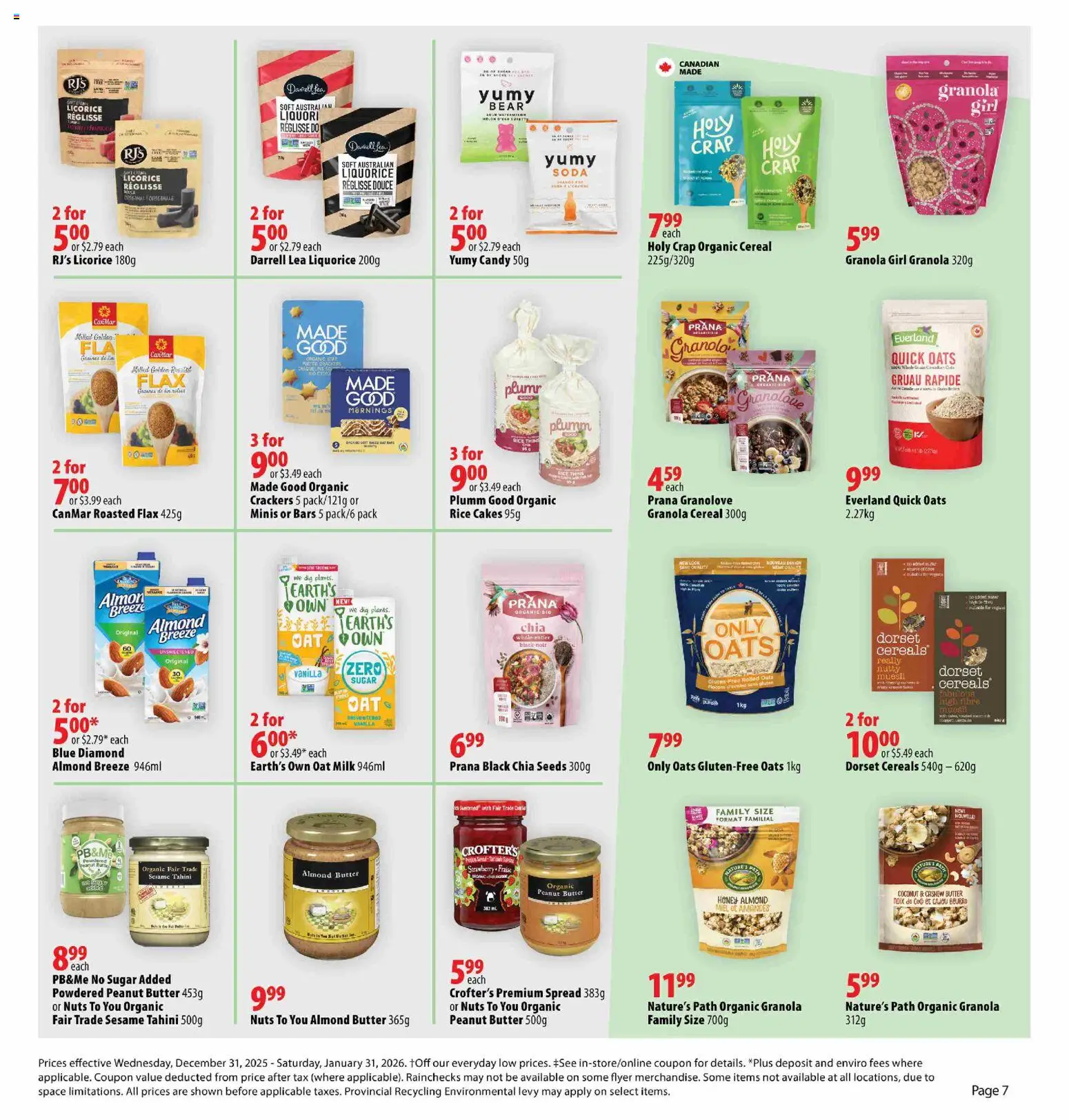 London Drugs flyer valid from 31.12.2025 | Page: 7 | Products: Rice, Nuts, Milk, Butter
