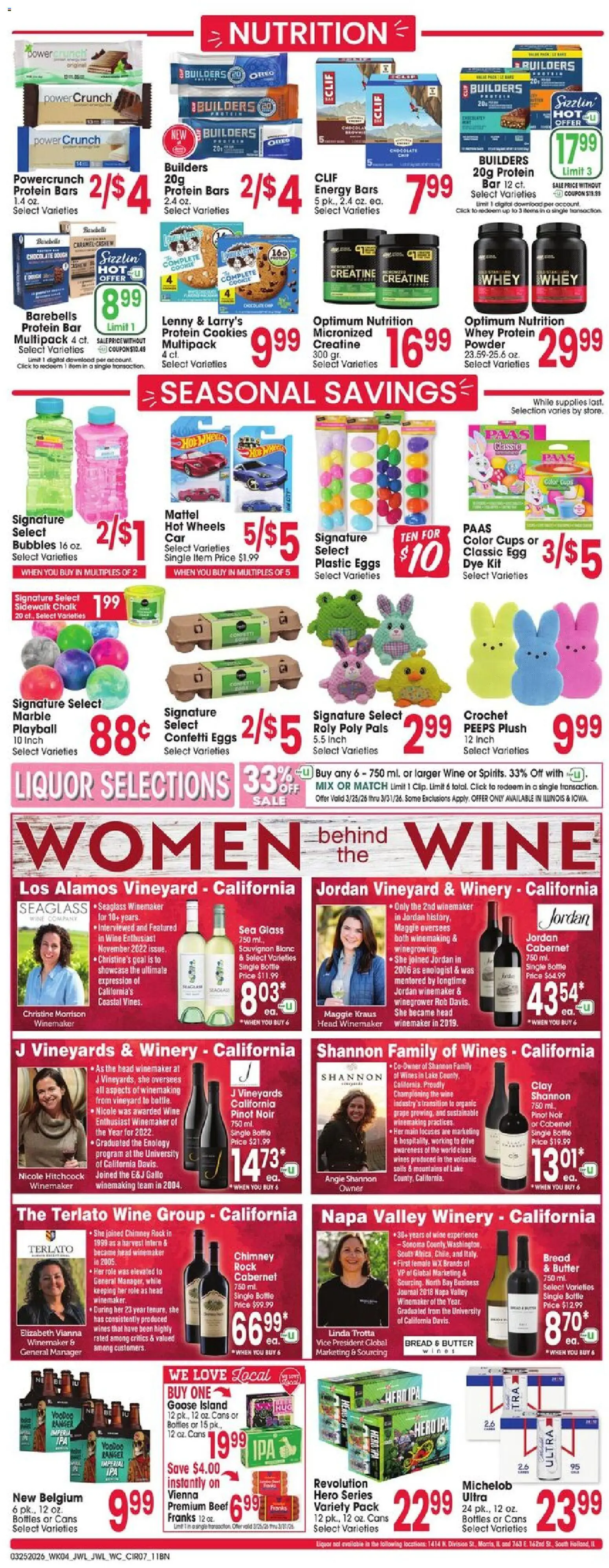 Jewel Osco Weekly Ad - valid from 25.03.2026 | Page: 7 | Products: Powder, Butter, Bread, Wine