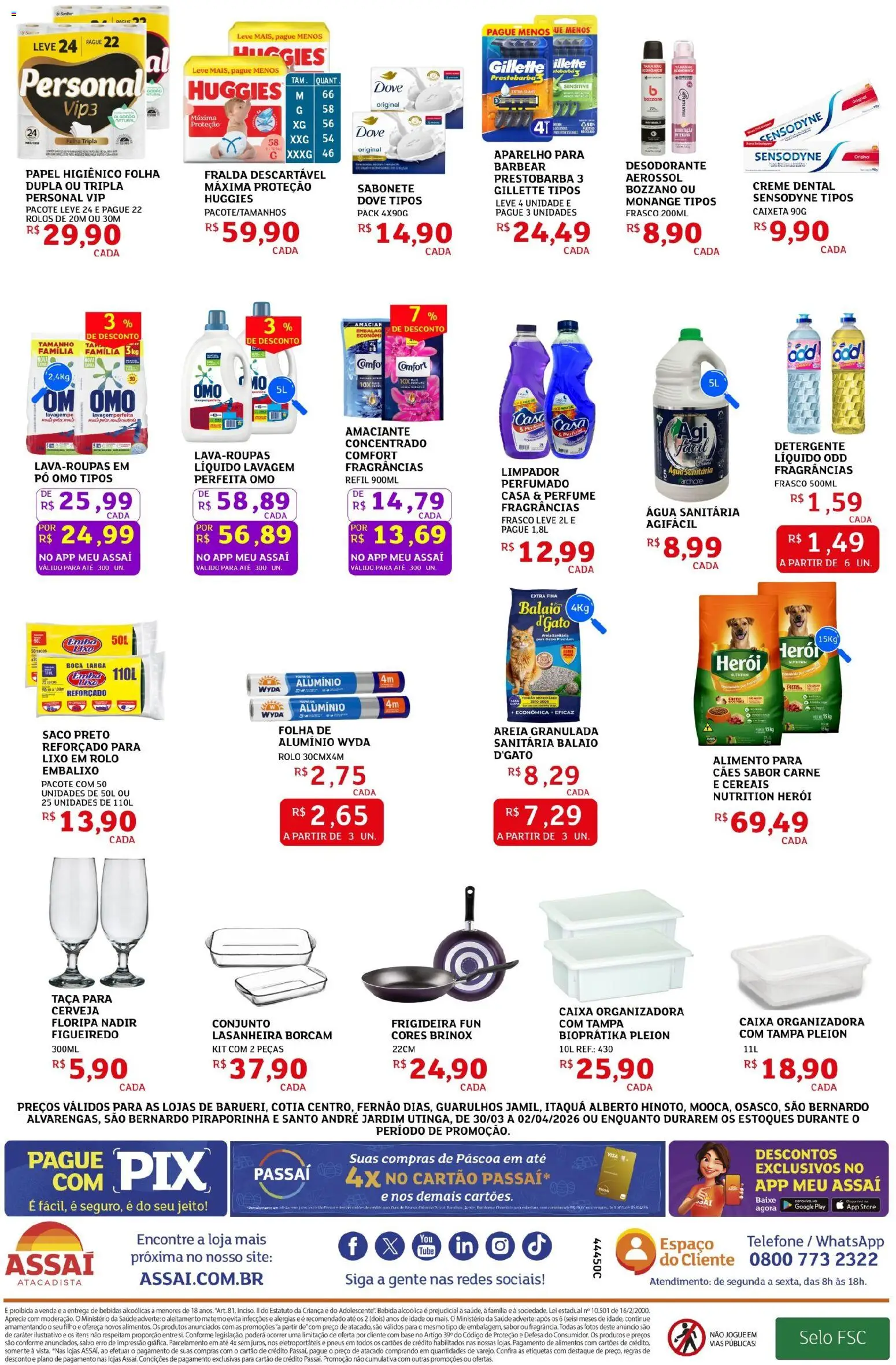 Assaí Atacadista Folheto - válido de 30.03.2026 | Página: 4 | Produtos: Detergente, Cerveja, Pneus, Base