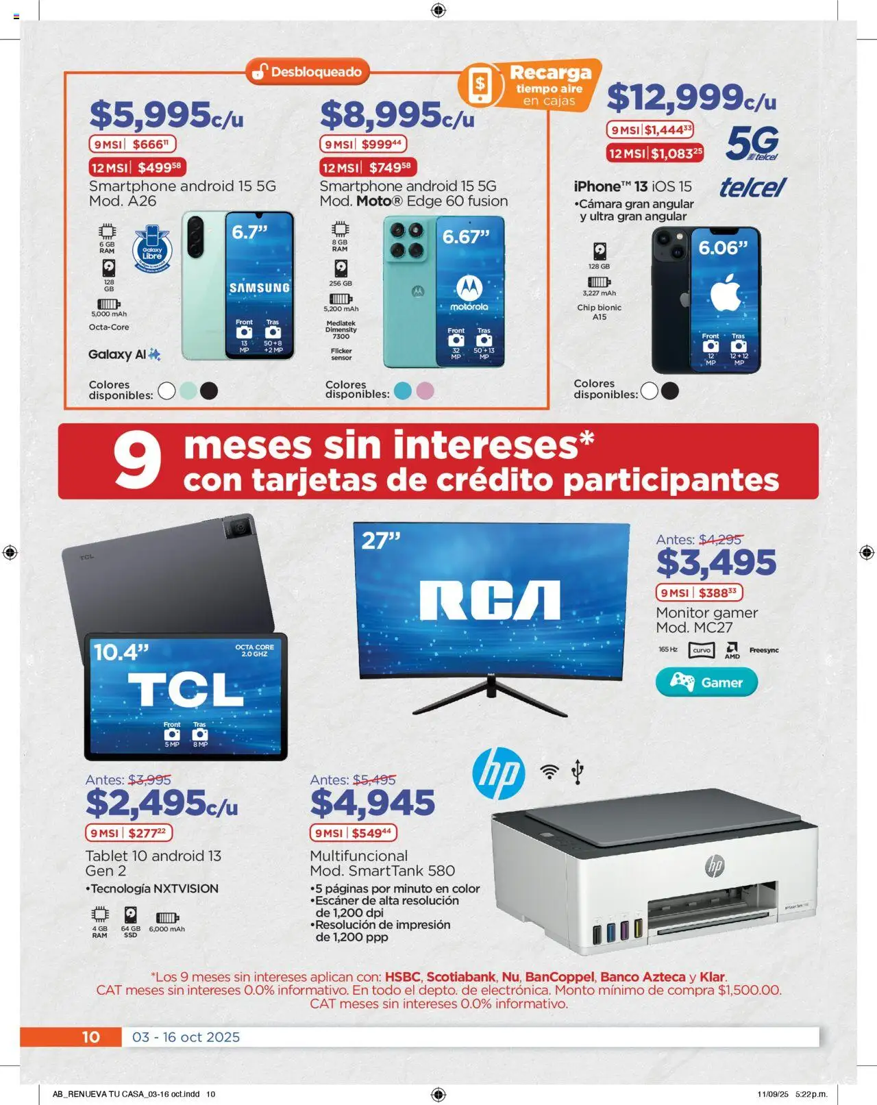 Nuevas ofertas de Chedraui válidas en toda la República Mexicana desde el 03.10.2025. ¡Encuentra las mejores ofertas en Chedraui - Promociones! | Página: 10 | Productos: Tablet, Monitor, Escaner, Smartphone