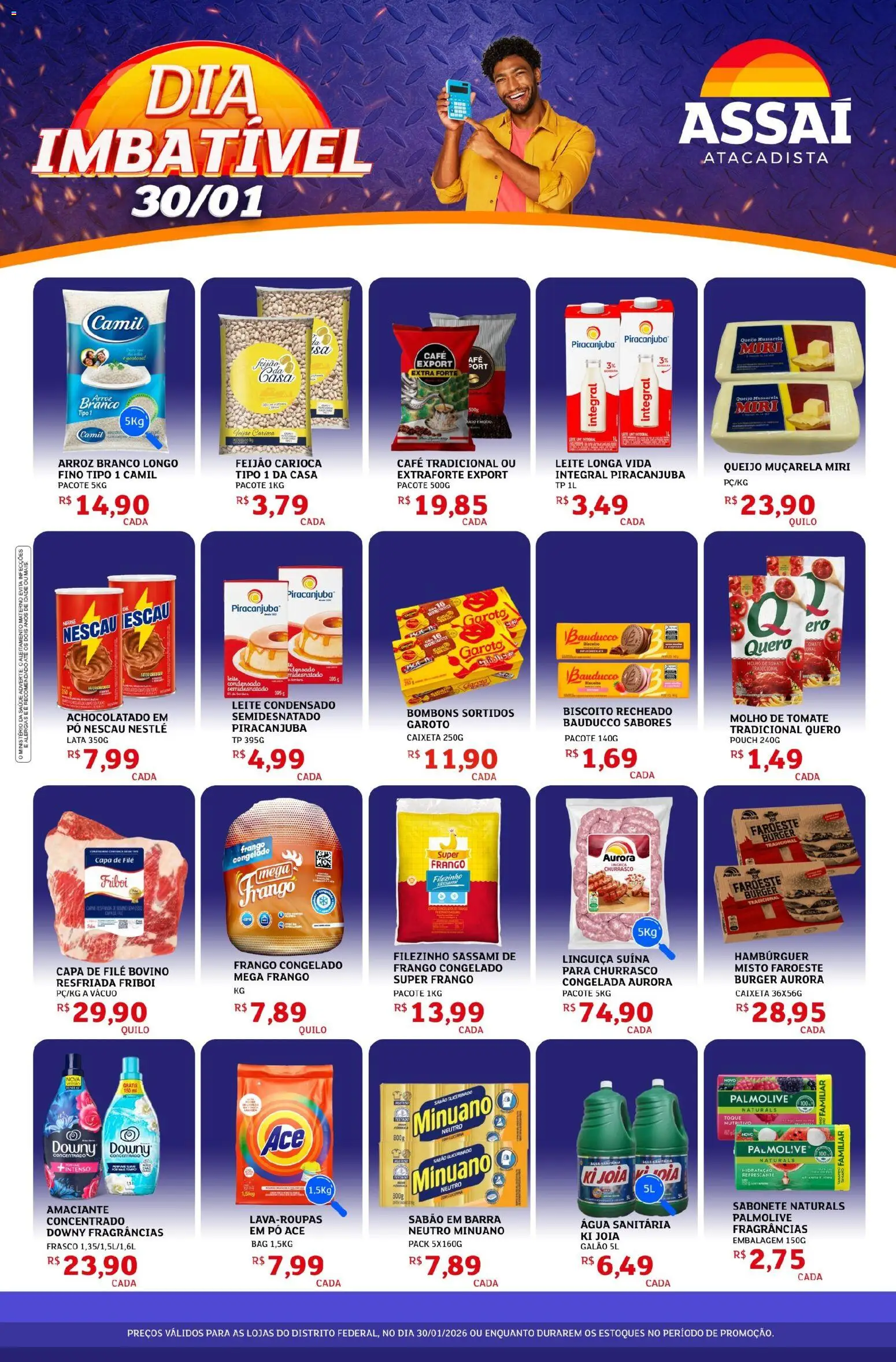 Assaí Atacadista Folheto - válido de 30.01.2026 | Página: 1 | Produtos: Molho de tomate, Hambúrguer, Sabonete, Mussarela