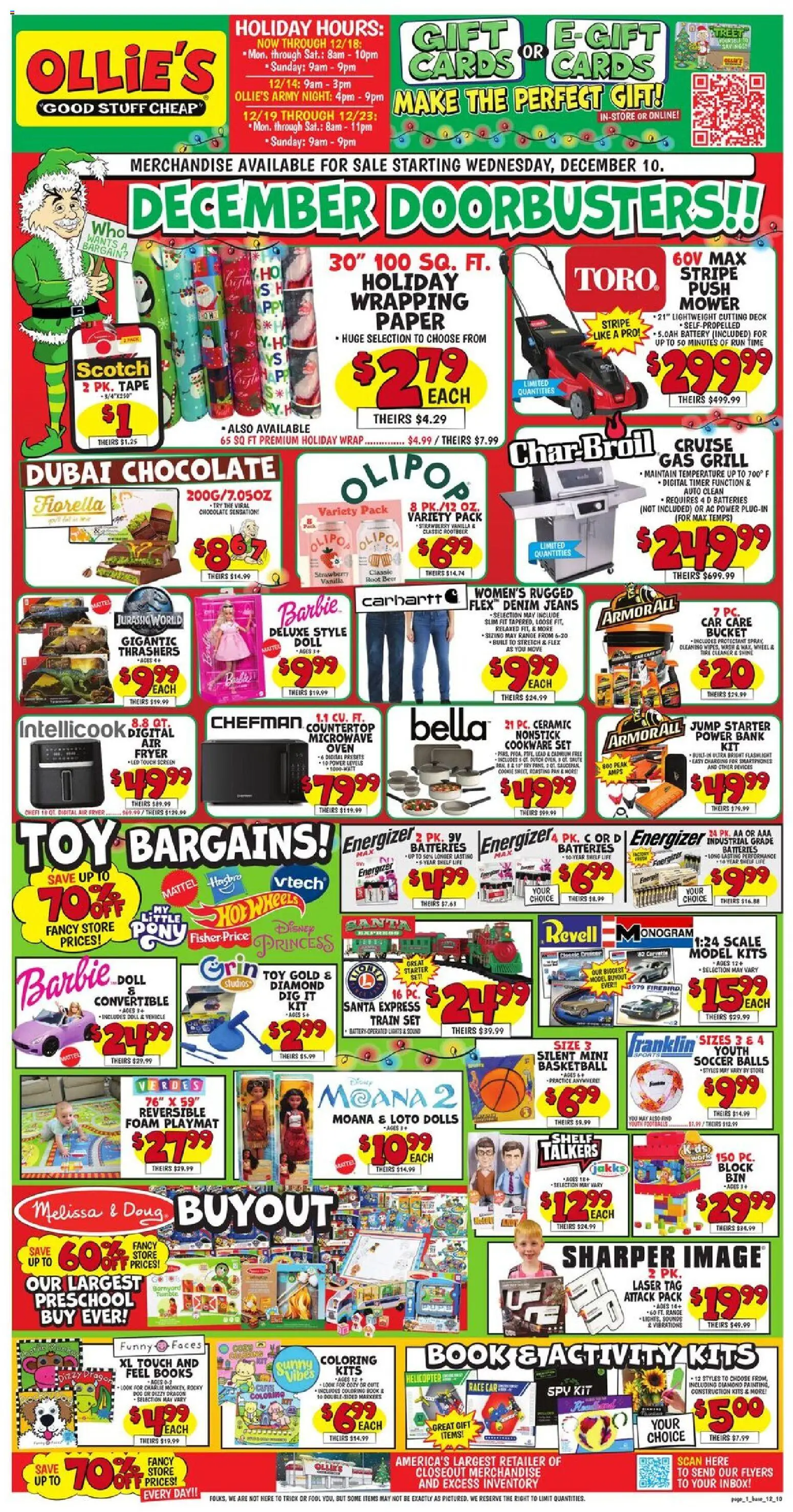Ollie's Weekly Ad - valid from 10.12.2025 | Page: 1 | Products: Mower, Microwave, Beer, Power Bank