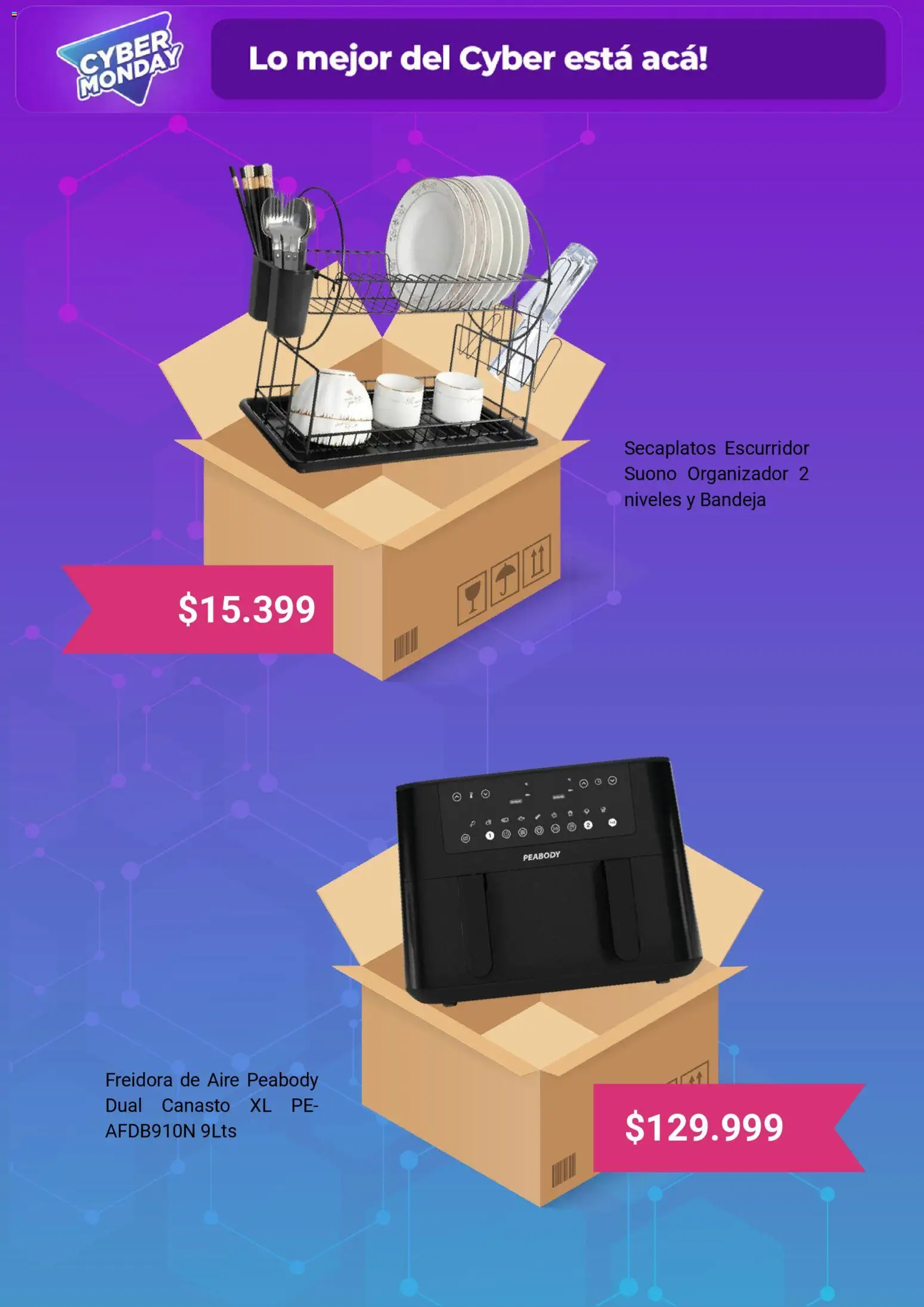 Frávega Cyber Monday │ válido desde el 03.11.2025 | Página: 4 | Productos: Organizador, Freidora, Bandeja, Escurridor