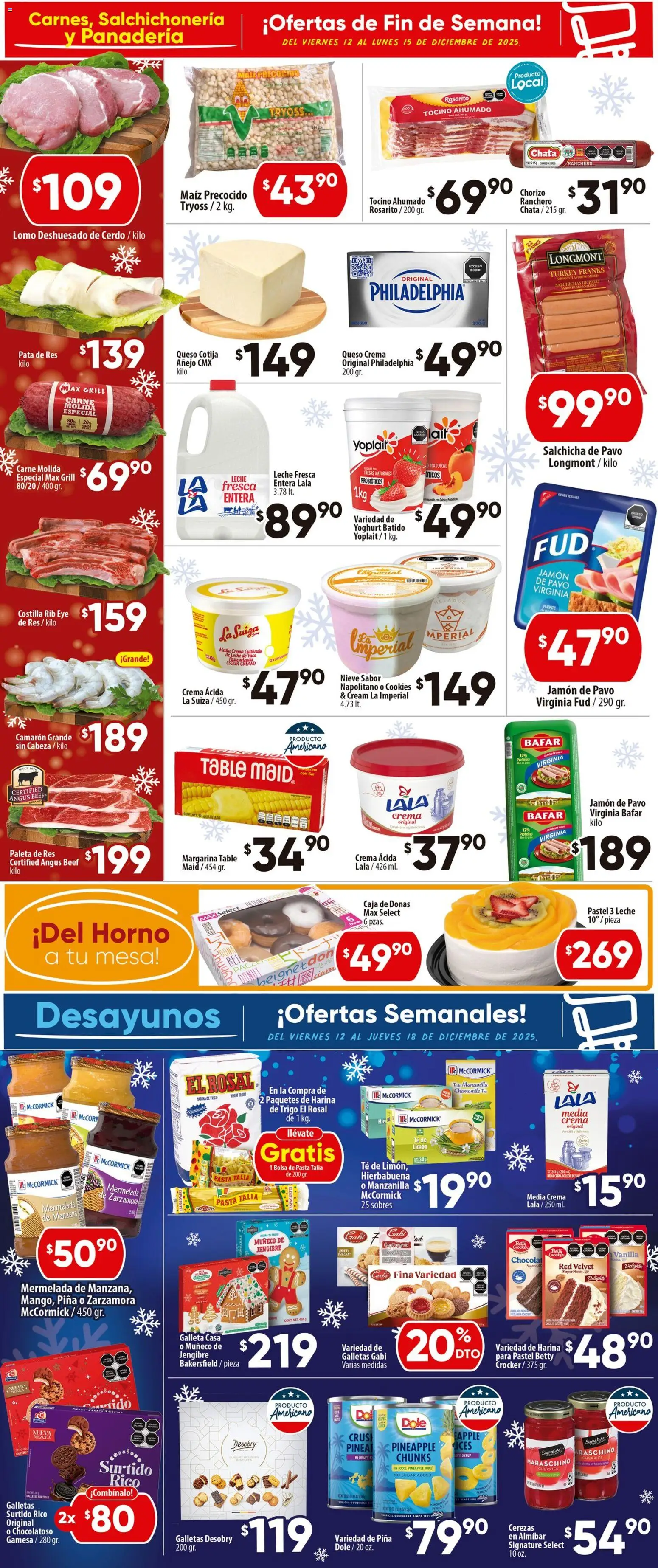 Nuevas ofertas de Calimax válidas en toda la República Mexicana desde el 12.12.2025. ¡Encuentra las mejores ofertas en Calimax folleto Rosarito! | Página: 2 | Productos: Harina, Tocino, Res, Chorizo