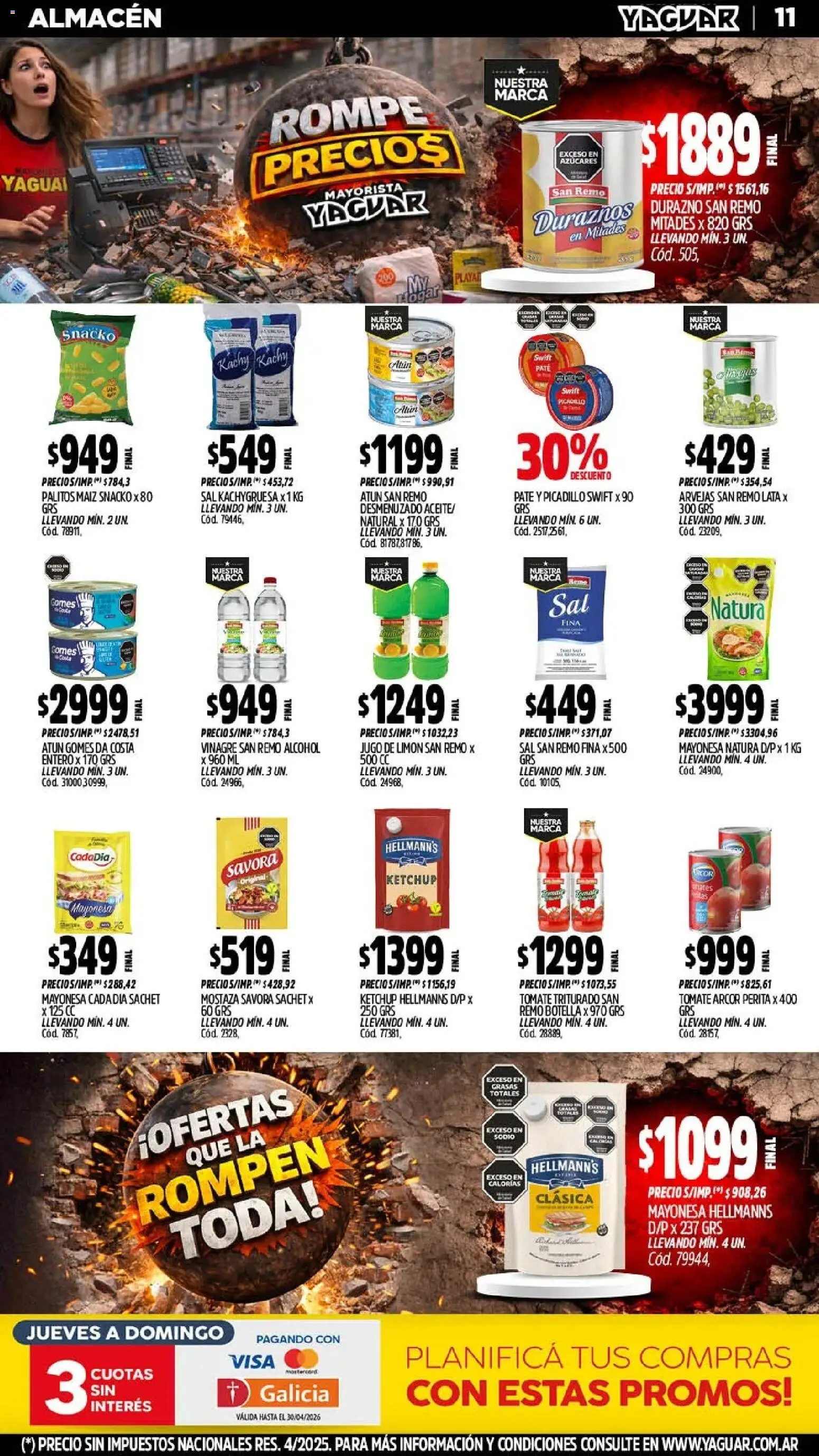 Yaguar - Oferta Semanal Jujuy │ válido desde el 13.04.2026 | Página: 11 | Productos: Botella, Mostaza, Arvejas, Limón