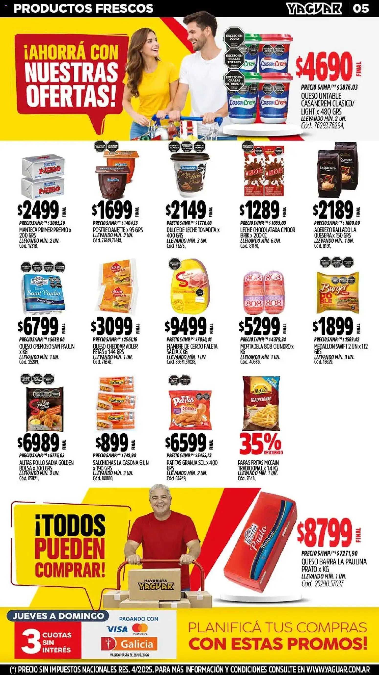 Yaguar - Oferta Semanal San Juan │ válido desde el 23.02.2026 | Página: 4 | Productos: Pollo, Paleta, Cerdo, Papas fritas