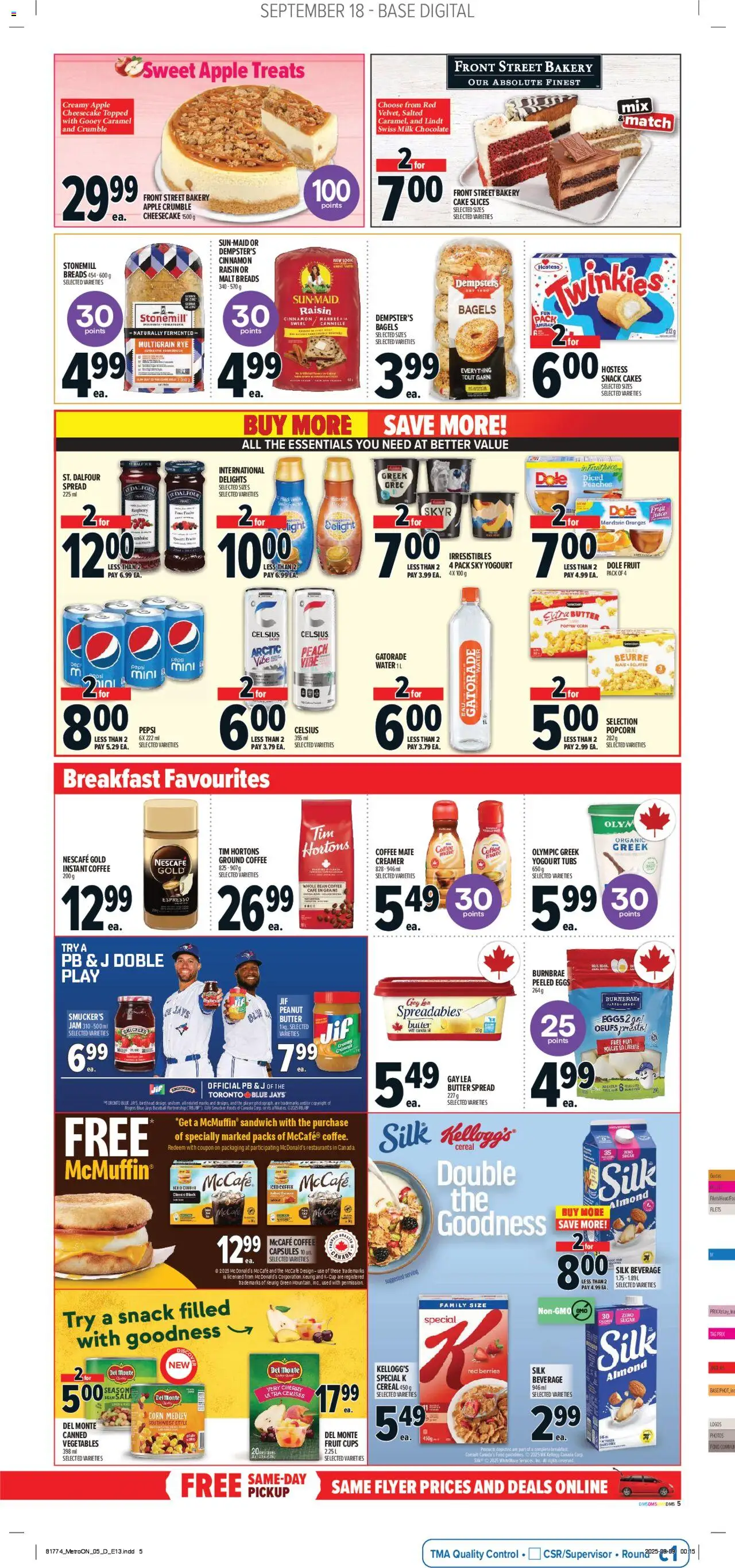Metro flyer valid from 18.09.2025 | Page: 9 | Products: Milk, Butter, Coffee, Juice
