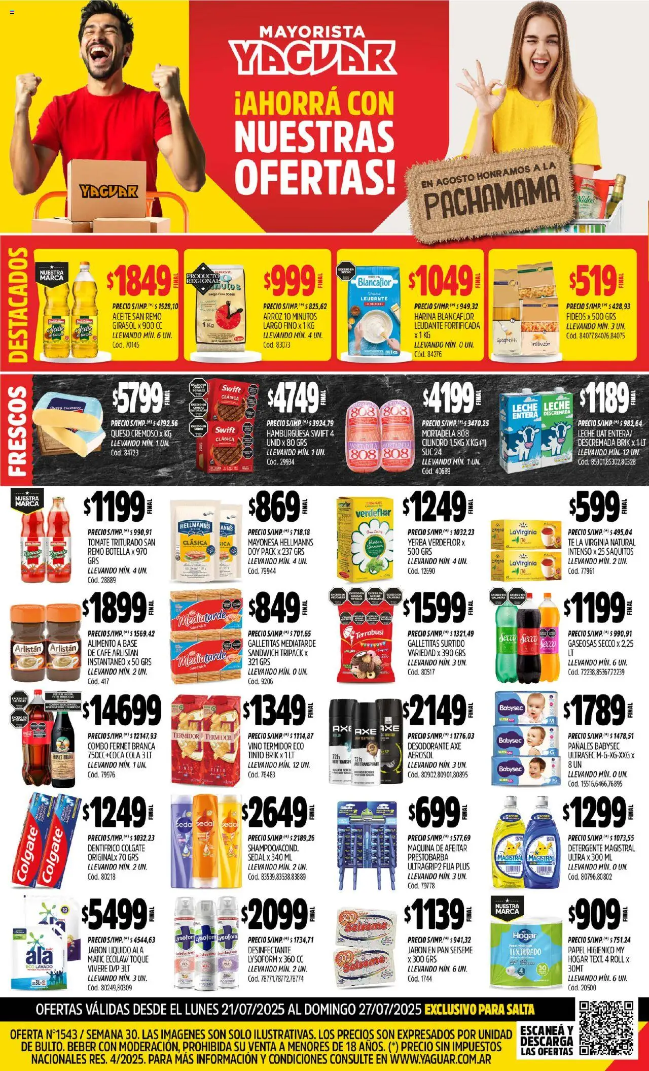 Yaguar - Salta │ válido desde el 21.07.2025 | Página: 1 | Productos: Galletitas, Fernet, Vino, Arroz