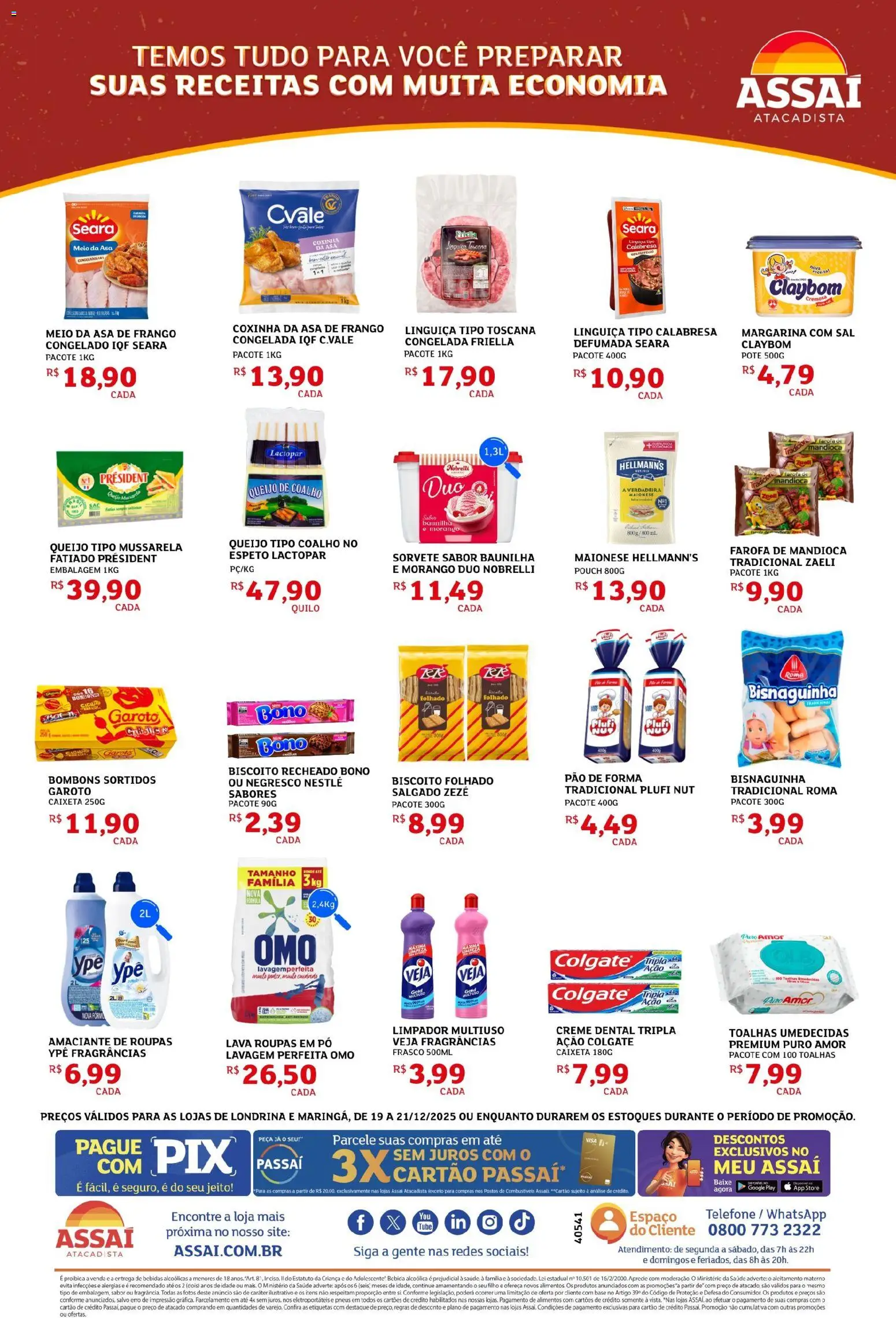 Assaí Atacadista Folheto - válido de 19.12.2025 | Página: 2 | Produtos: Limpador multiuso, Amaciante de roupas, Pão, Mussarela
