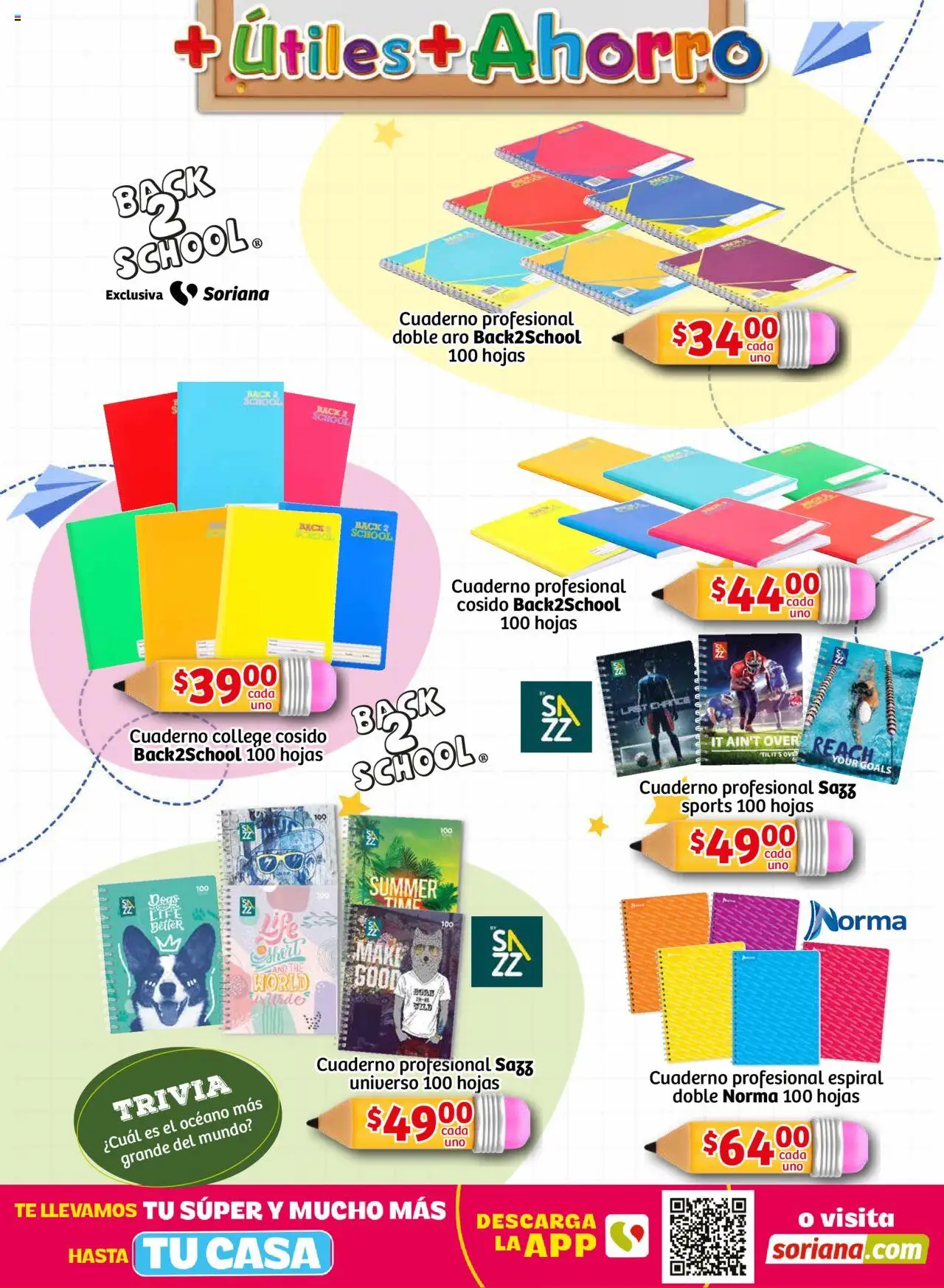Nuevas ofertas de Soriana válidas en toda la República Mexicana desde el 14.08.2025. ¡Encuentra las mejores ofertas en Soriana - Más Útiles más Ahorro Mercado Nacional! | Página: 3 | Productos: Cuaderno, Té