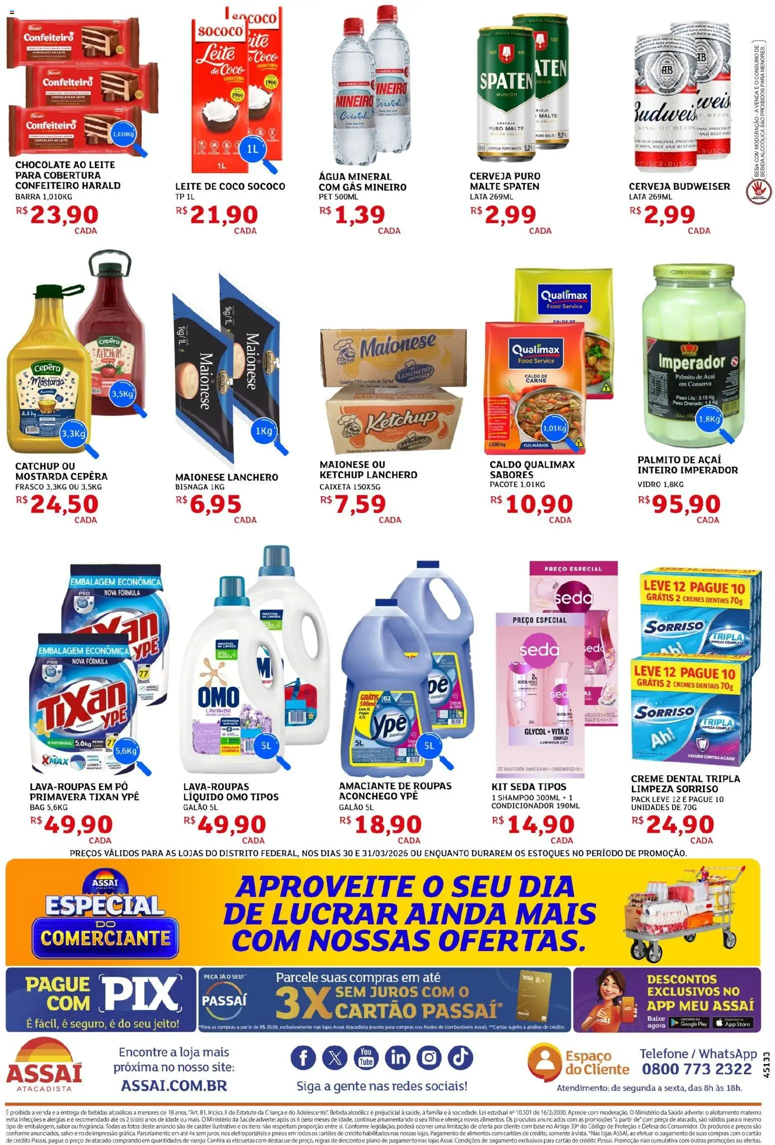 Assaí Atacadista Folheto - válido de 30.03.2026 | Página: 2 | Produtos: Palmito, Condicionador, Creme, Água mineral