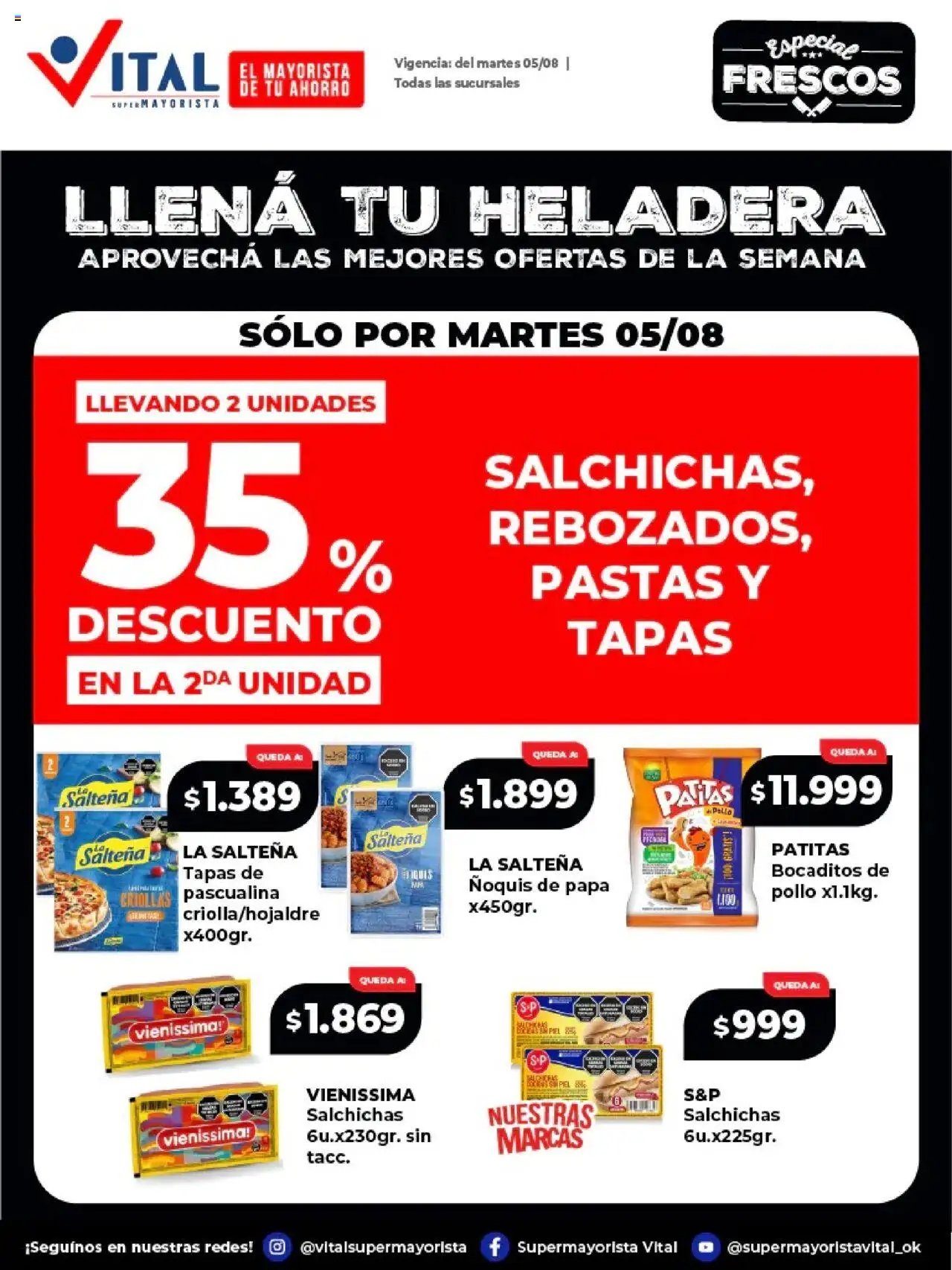 Vital - Llená tu heladera │ válido desde el 05.08.2025 | Página: 1 | Productos: Pollo, Papa, Heladera, Ñoquis