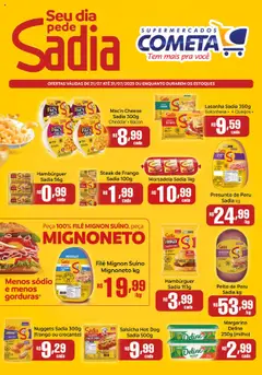 Cometa Supermercados Folheto - válido de 21.07.2025 | Página: 1 | Produtos: Mortadela, Carne, Hambúrguer, Margarina