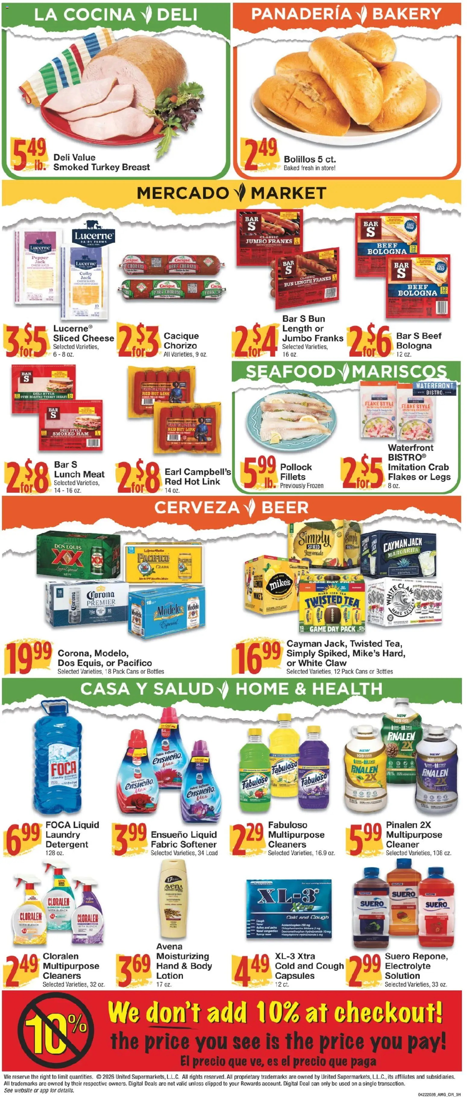 United Supermarkets Ad - valid from 22.04.2026 | Page: 5 | Products: Bakery, Detergent, Lemon, Game