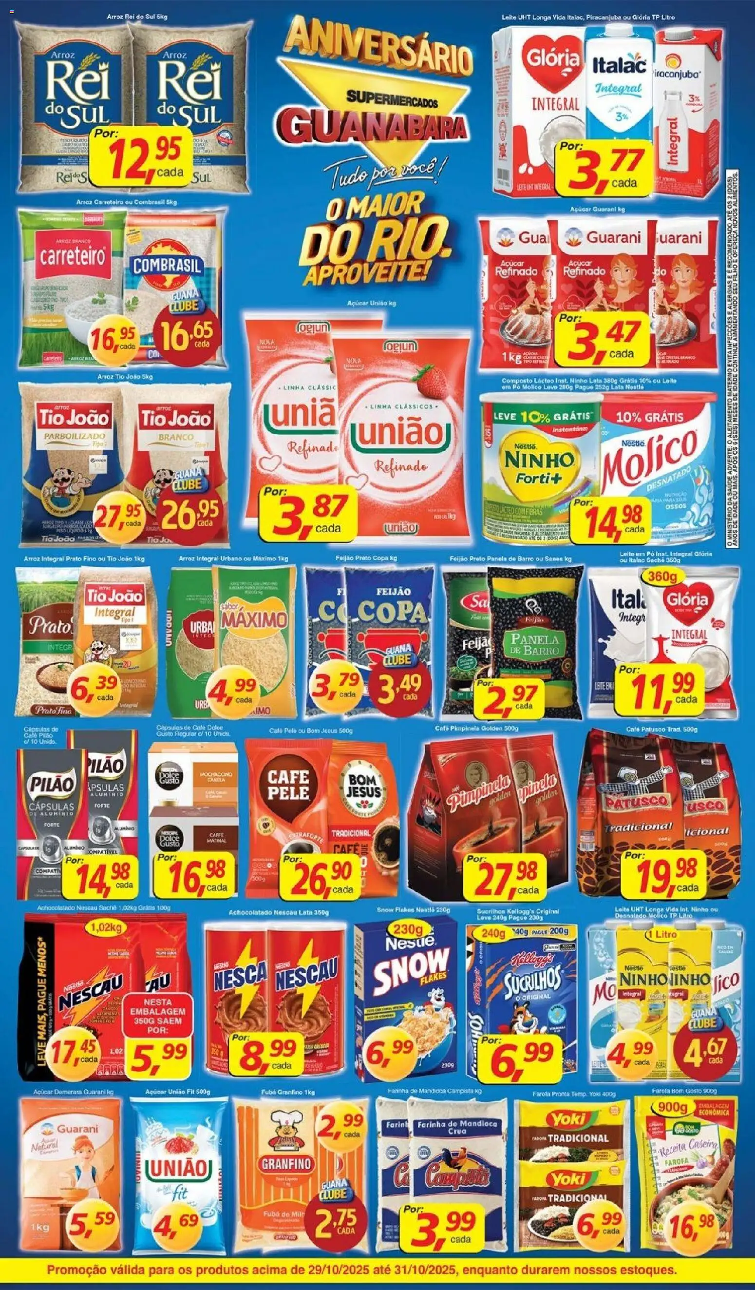 Supermercados Guanabara Folheto - válido de 29.10.2025 | Página: 2 | Produtos: Feijão, Nescau, Leite, Café