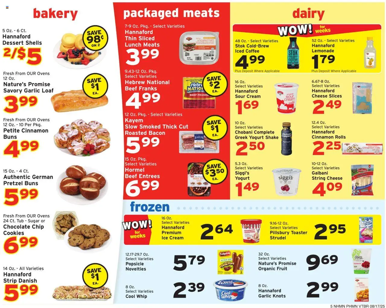 Hannaford Weekly Ad - valid from 17.08.2025 | Page: 5 | Products: Toaster, Chocolate, Ham, Beef