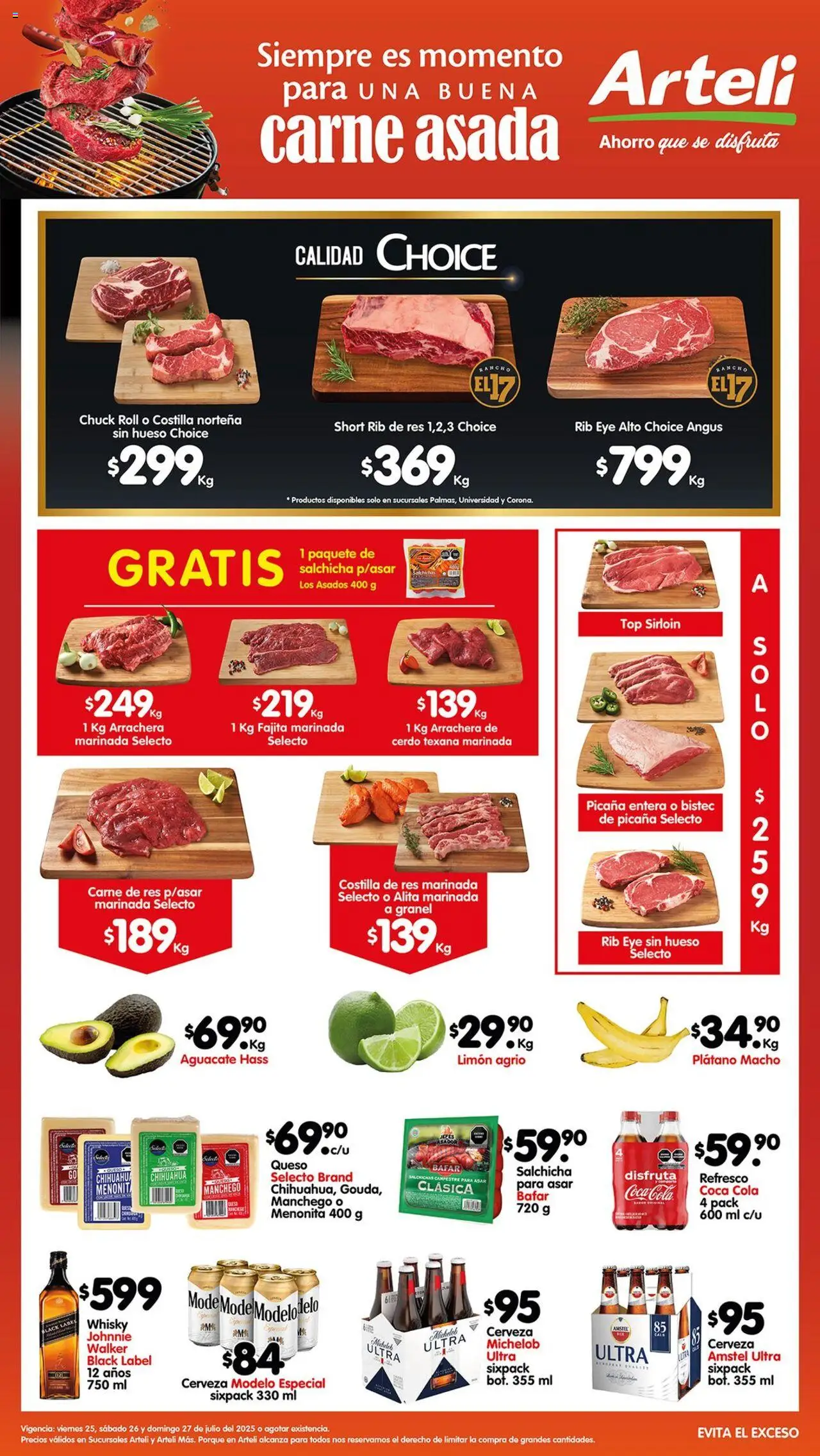 Nuevas ofertas de Arteli válidas en toda la República Mexicana desde el 25.07.2025. ¡Encuentra las mejores ofertas en Arteli Carne Arteli! | Página: 1 | Productos: Cerveza, Res, Top, Whisky
