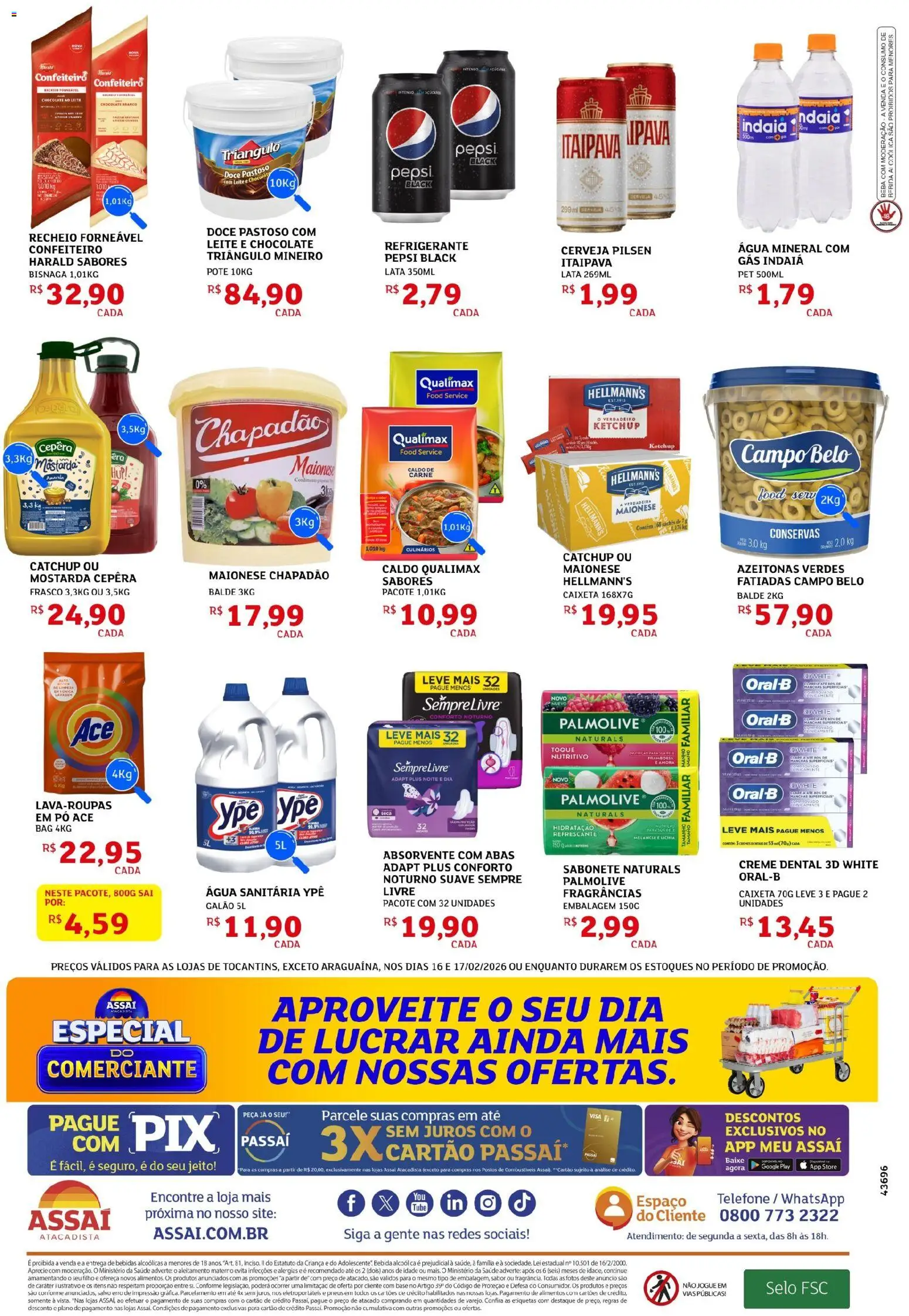 Assaí Atacadista Folheto - válido de 16.02.2026 | Página: 2 | Produtos: Cerveja, Pneus, Refrigerante, Telefone