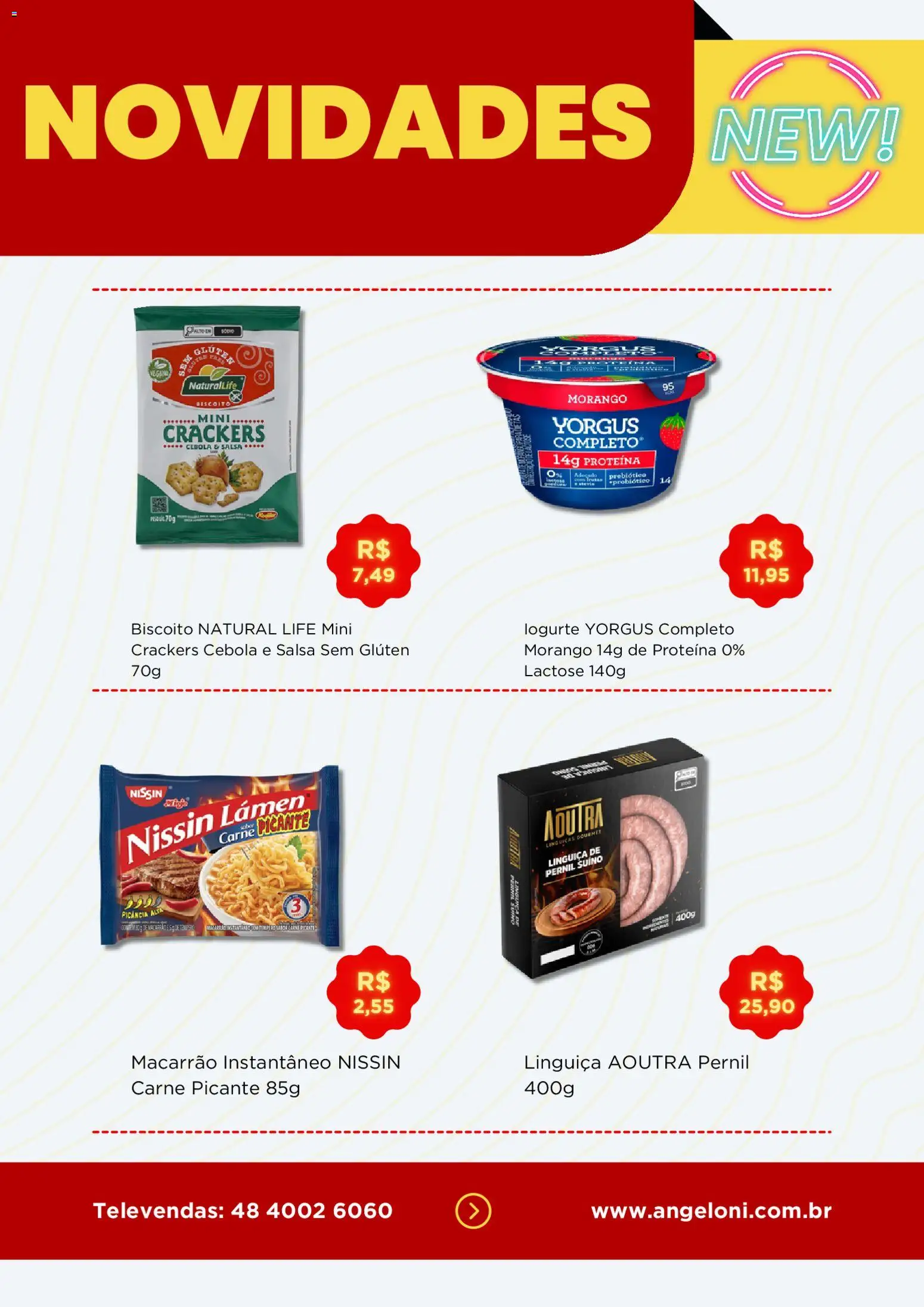 Angeloni Folheto - válido de 19.02.2026 | Página: 5 | Produtos: Cebola, Linguiça, Macarrão, Macarrão instantâneo