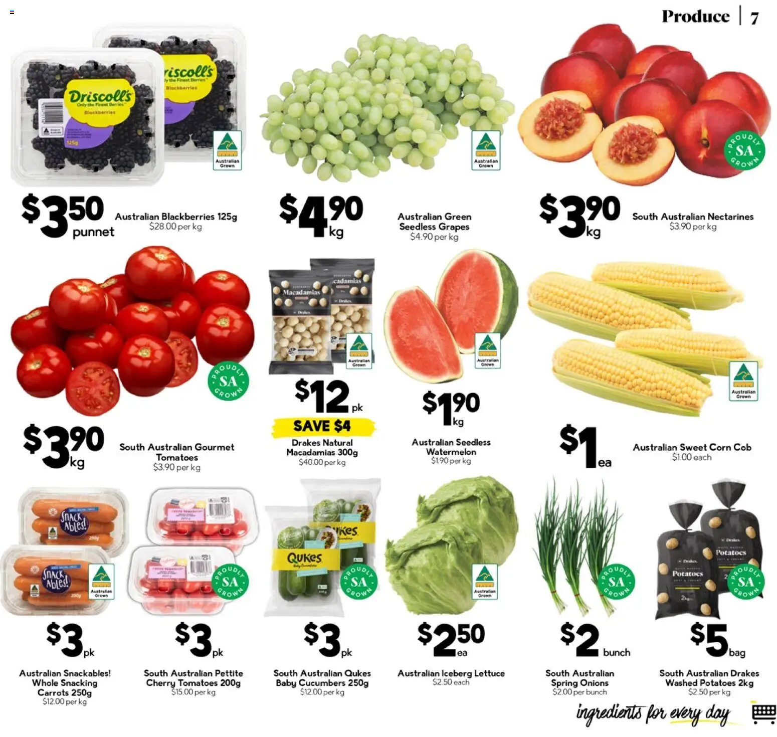 Drakes catalogue - valid from 14.01.2026 | Page: 7 | Products: Tomatoes, Carrots, Watermelon, Grapes